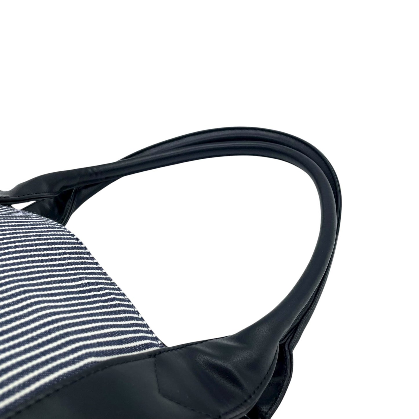 マリークヮント MARY QUANT トートバッグ ストライプ デイジー 花モチーフ ショルダー付き 2WAY 黒 ブラック ホワイト T3