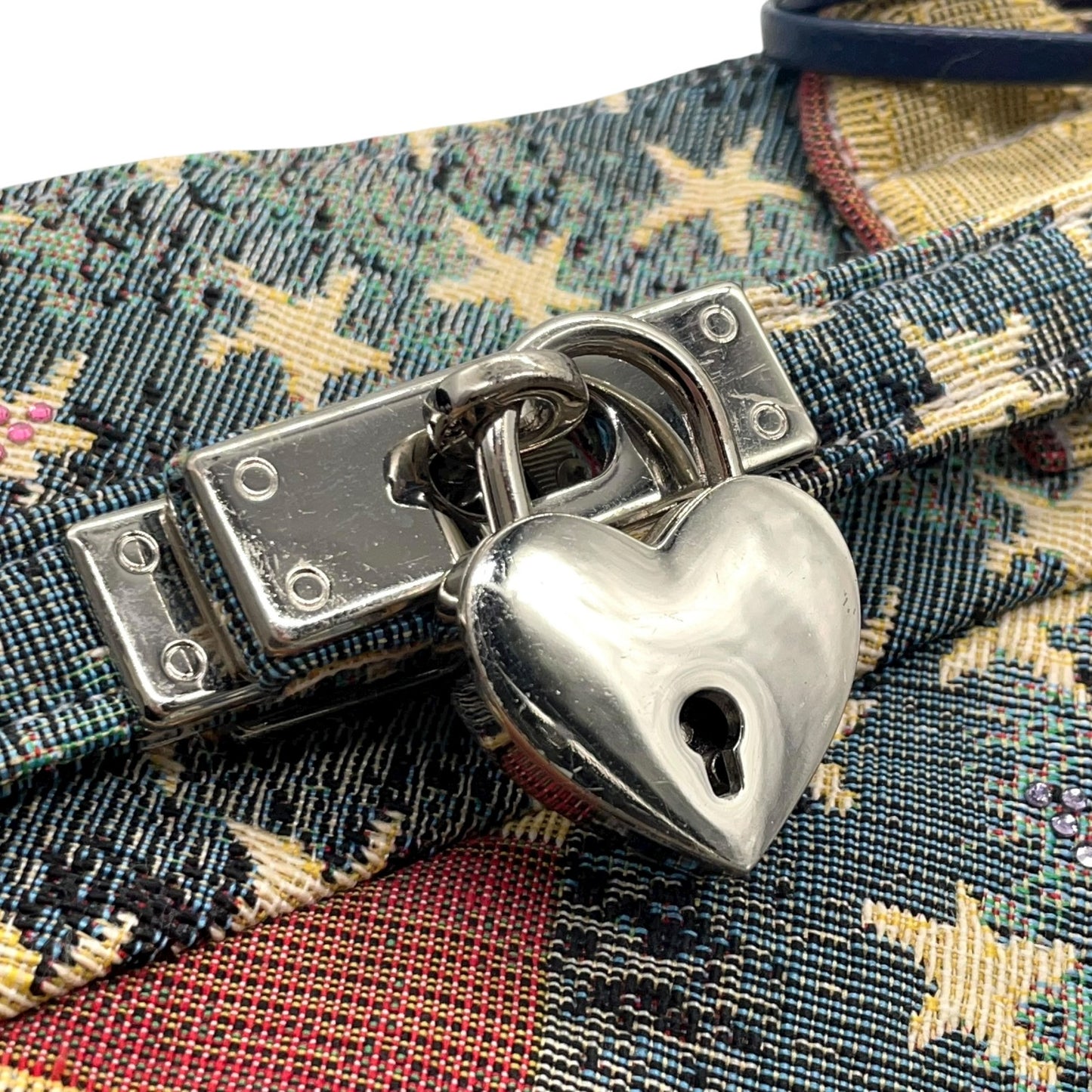 シンクビー Think Bee! ハンドバッグ トートバッグ アメリカ国旗 星柄 ラインストーン スパンコール マルチカラー デニム S90