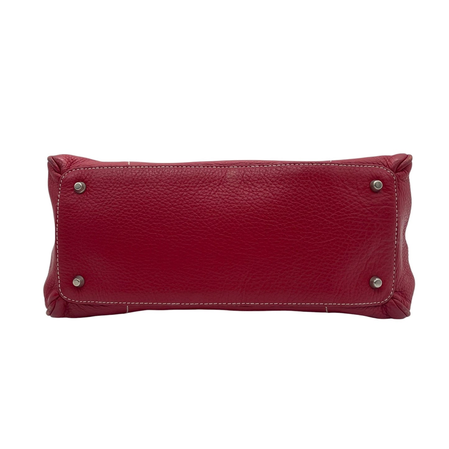 フルラ FURLA レザー ハンドバッグ トートバッグ ショルダー付き 赤 レッド シルバー金具 S93