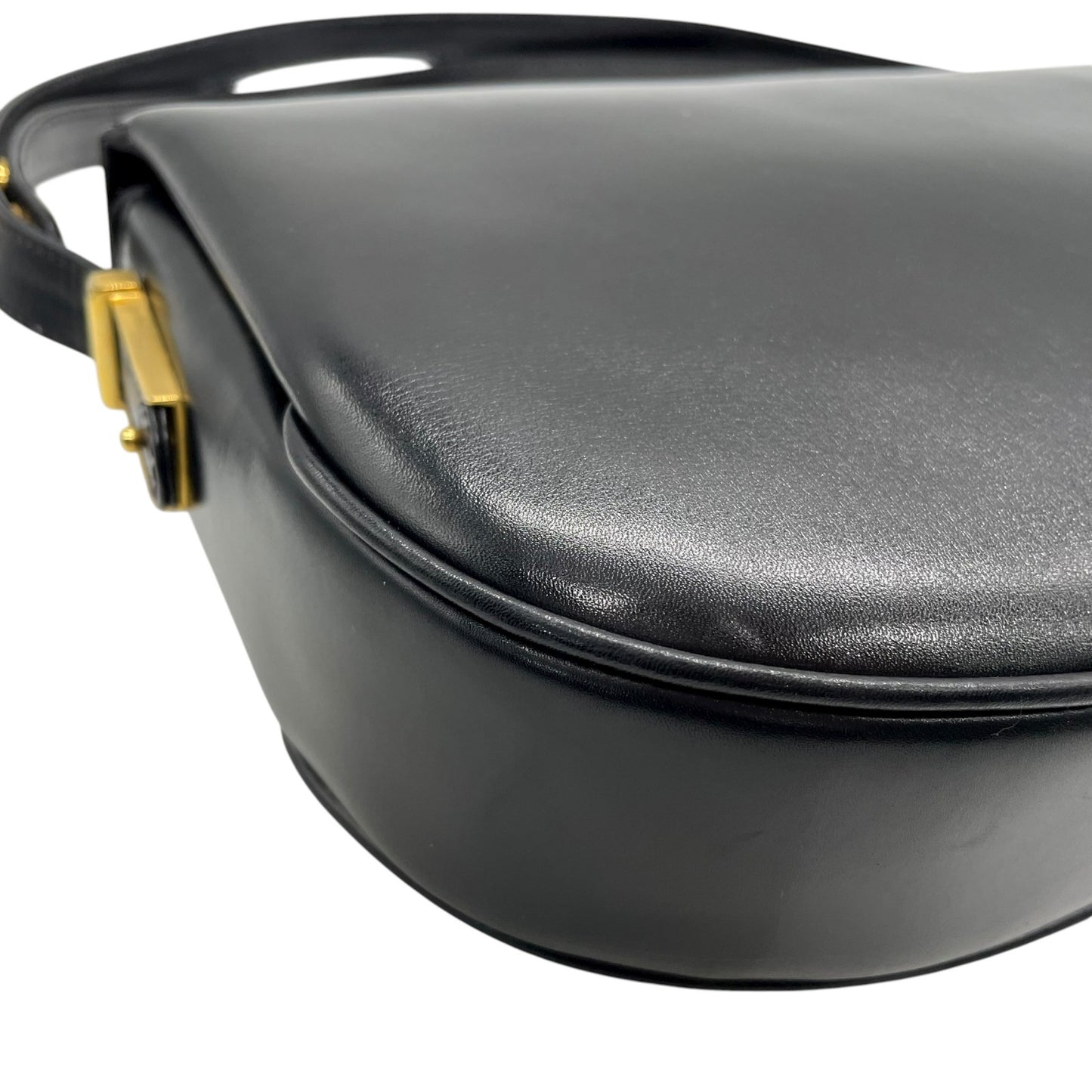 美品 バリー BALLY ショルダーバッグ ワンショルダー ハンドバッグ 2WAY レザー 黒 ブラック 金金具 ゴールド金具 トライアングルロゴ フラップ ヴィンテージ D4