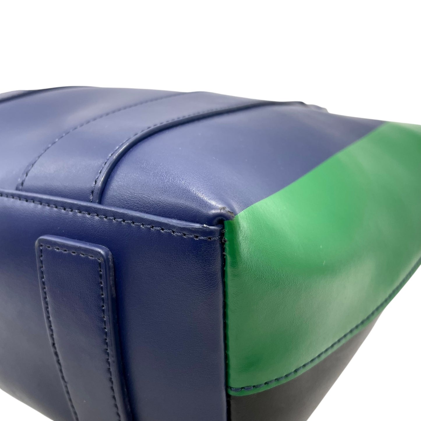 美品 ポールスミス Paul Smith レザー トートバッグ ショルダー 2WAY 紺 ブルー ネイビー 緑 グリーン バイカラー ビジネスバッグ C13