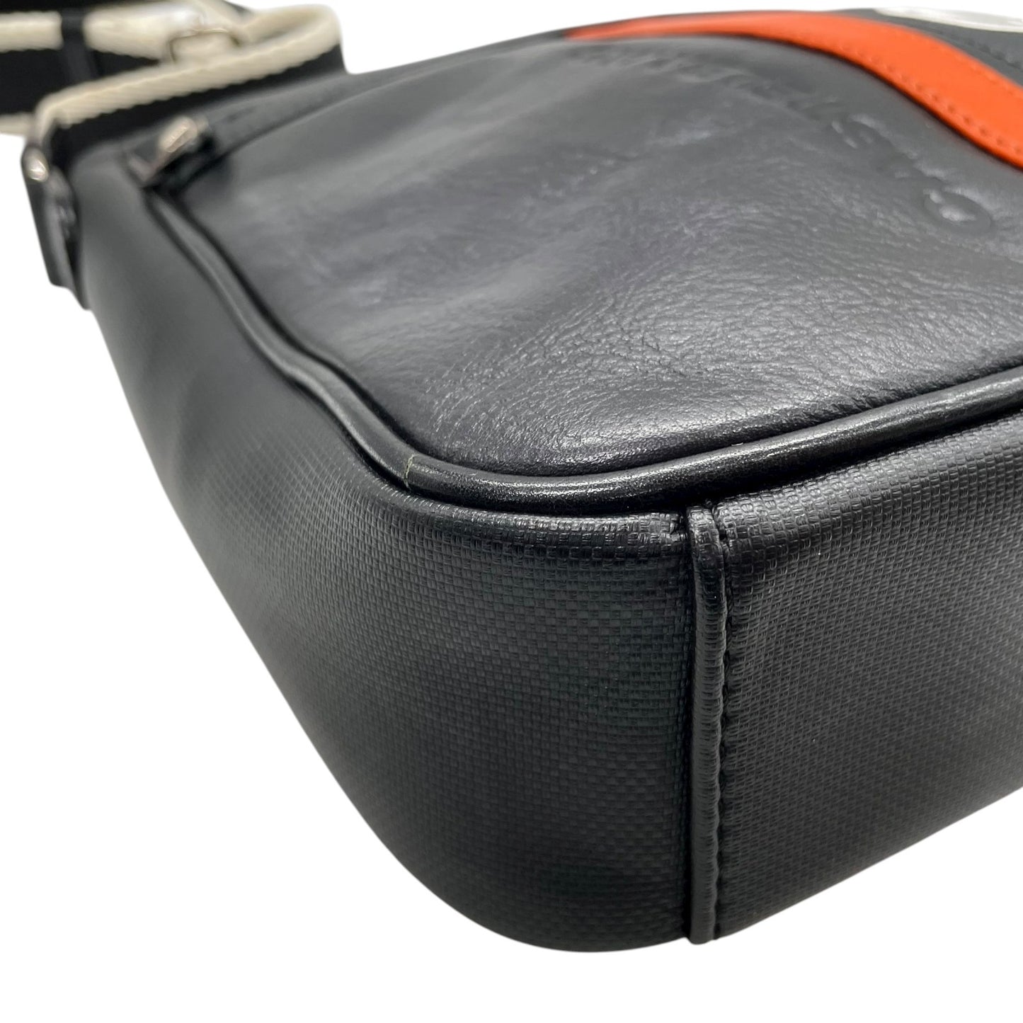 美品 カステルバジャック CASTELBAJAC ショルダーバッグ クロスボディ ロゴ刺繍 レザー ナイロン 黒 ブラック C11