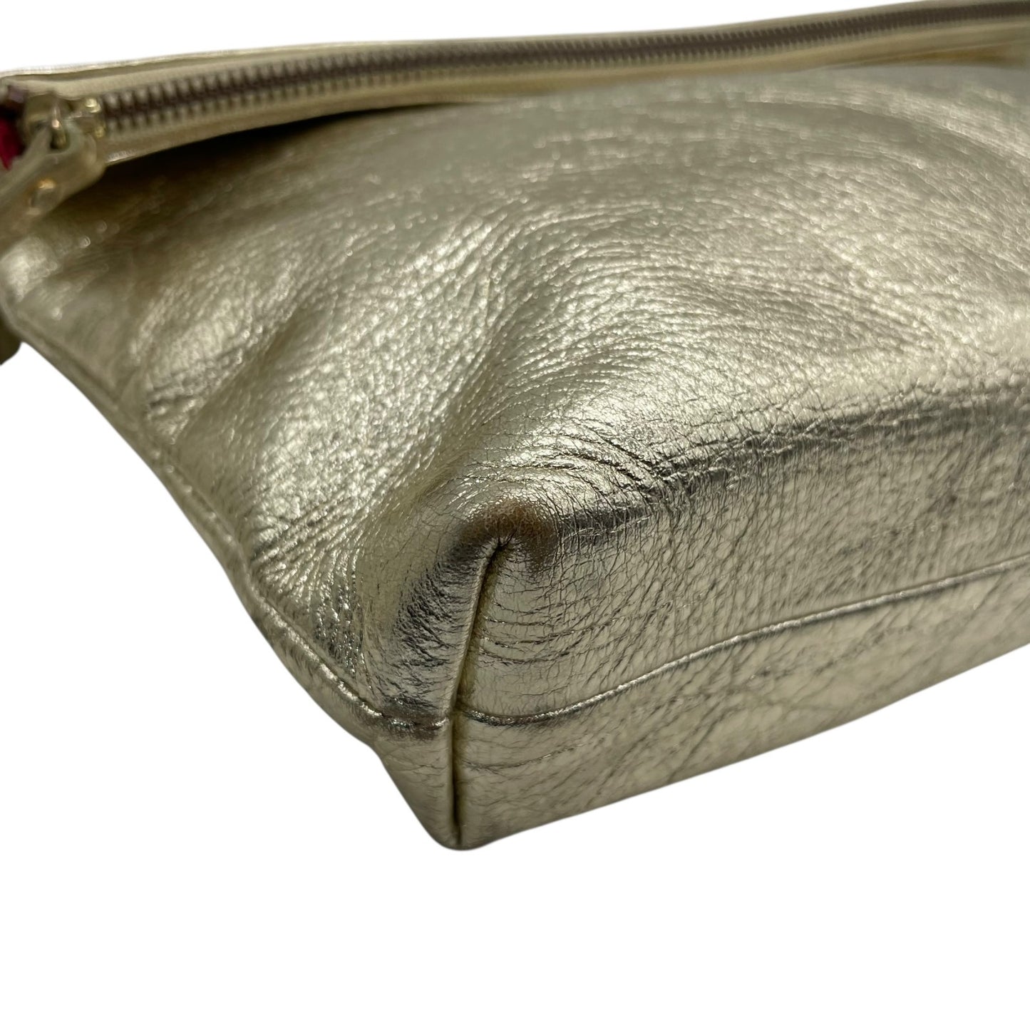 美品 ピンキーアンドダイアン Pinky & Dianne メタリック 金 ゴールド 2WAY ショルダーバッグ クラッチバッグ レザー調 T4