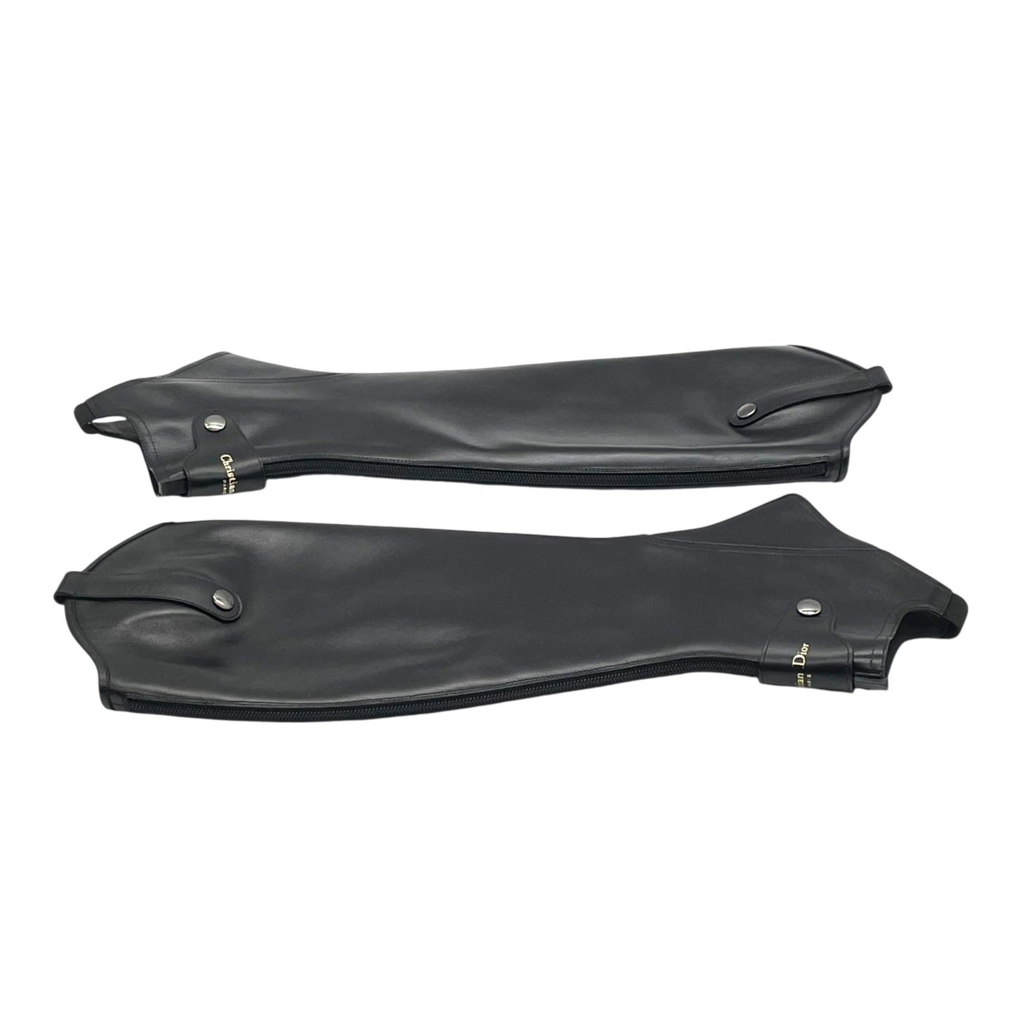 極美品 クリスチャン ディオール Christian Dior レザー ブーツカバー 37 黒 ブラック 本革 モード 乗馬風 R