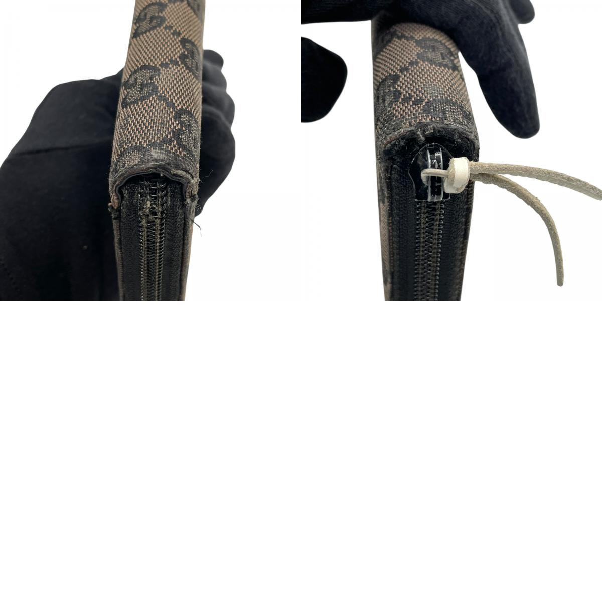 グッチ GUCCI 長財布 ラウンドファスナー GGキャンバス レザー ブラウン 茶 GG柄 ロゴ シルバー金具 メンズ レディース M1