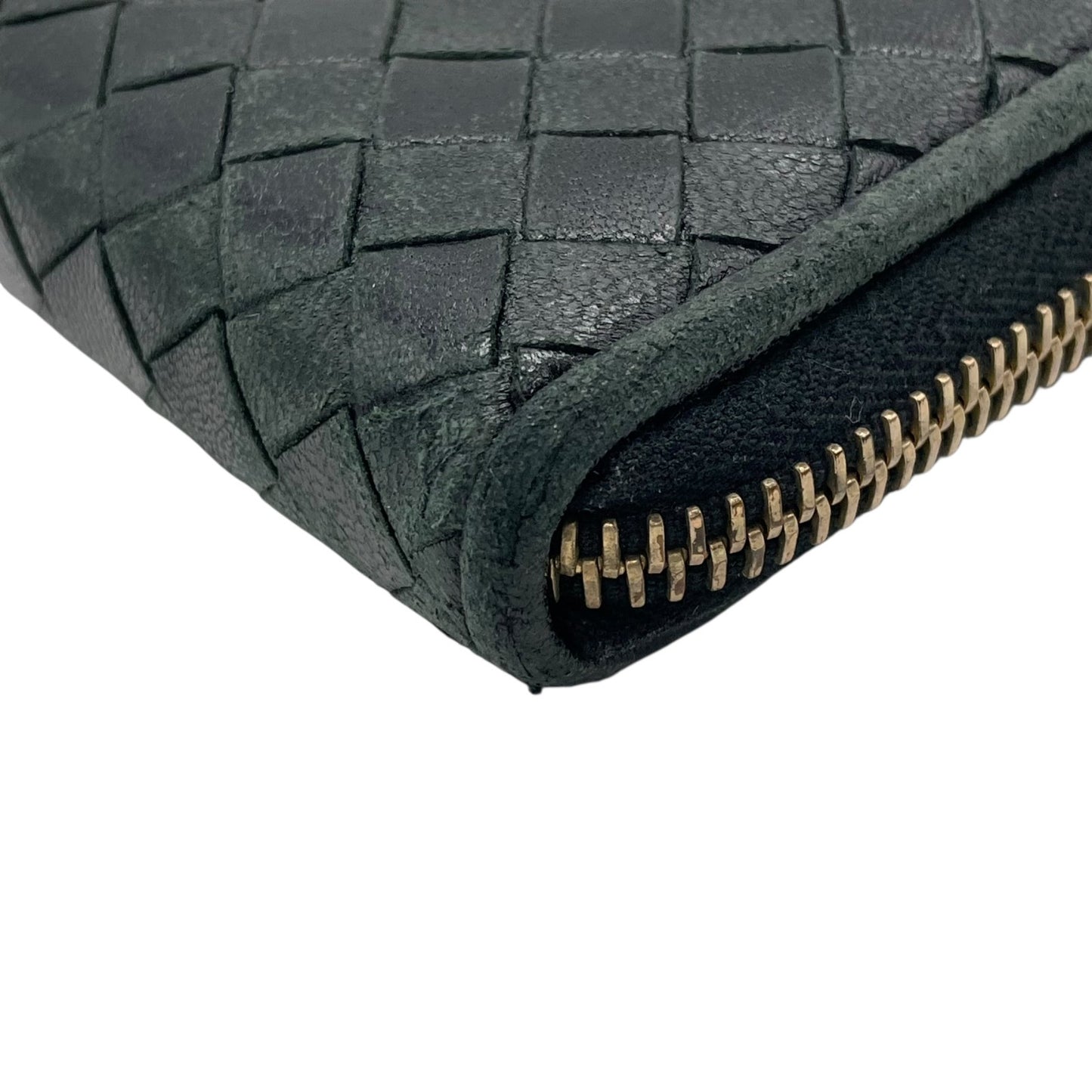 ボッテガヴェネタ BOTTEGA VENETA 長財布 イントレチャート ラウンドファスナー 黒 ブラック レザー ゴールド金具 メンズ レディース M5