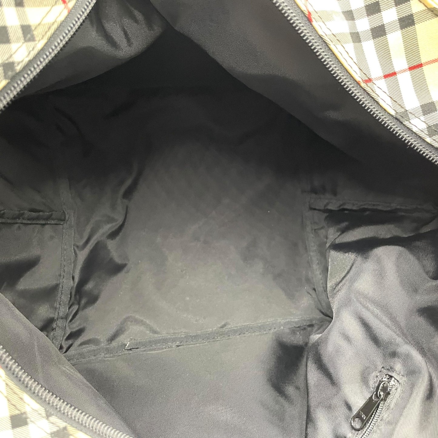 バーバリーブルーレーベル BURBERRY BLUE LABEL ハンドバッグ トートバッグ カーキベージュ ナイロン レザー ノバチェック ファスナー開閉 手提げ レディース Z3