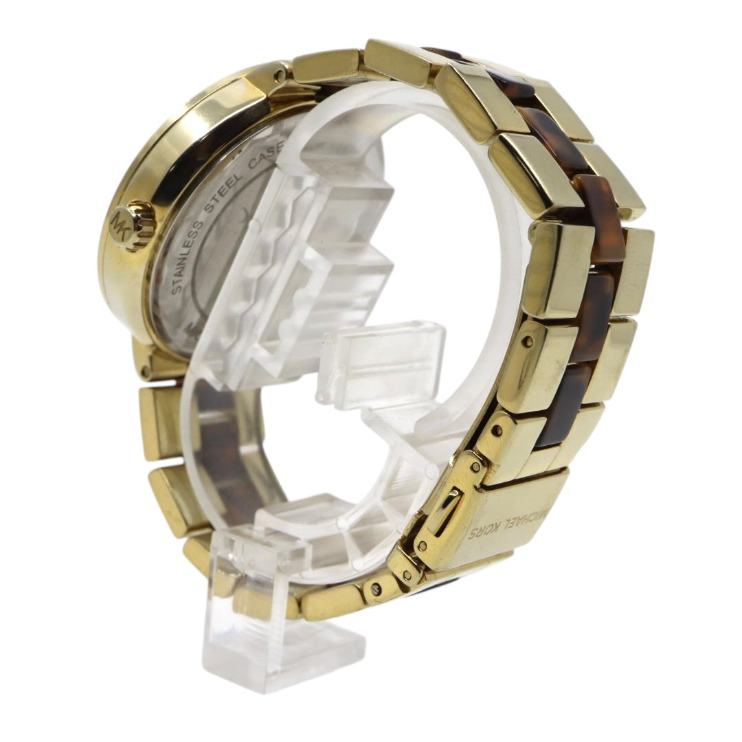 美品 電池交換済 クリーニング済 マイケルコース MICHAEL KORS 腕時計 MK-6471 レディースウォッチ クォーツ ゴールド べっ甲柄 ステンレススチール アナログ マルチファンクション エレガント クラシック ドレスウォッチ 稼働品 G3