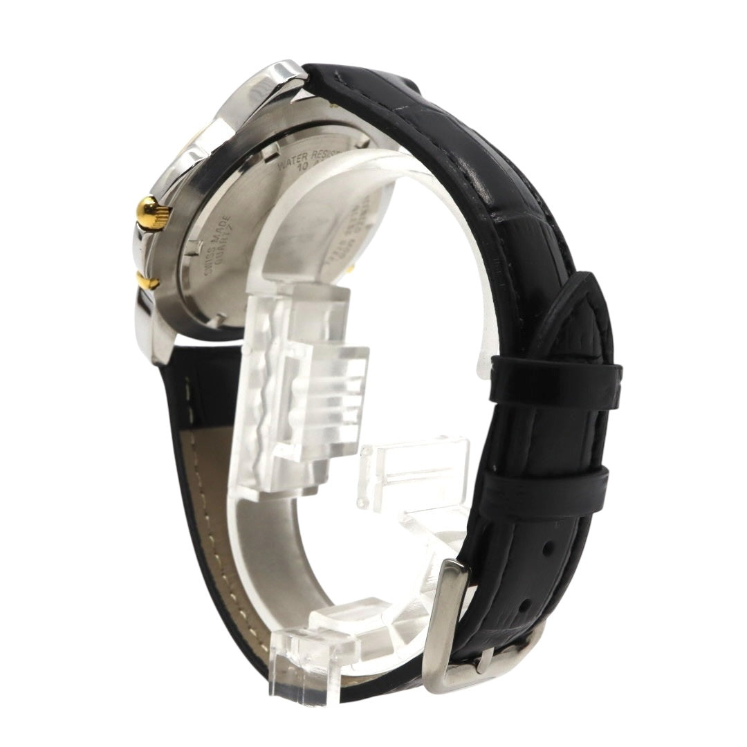 美品 電池交換済 新品ベルト セクター SECTOR ADV1000 腕時計 メンズウォッチ クロノグラフ タキメーター クォーツ ブラック文字盤 シルバー ゴールド ステンレス レザーベルト アナログ スポーツウォッチ 稼働品 G3