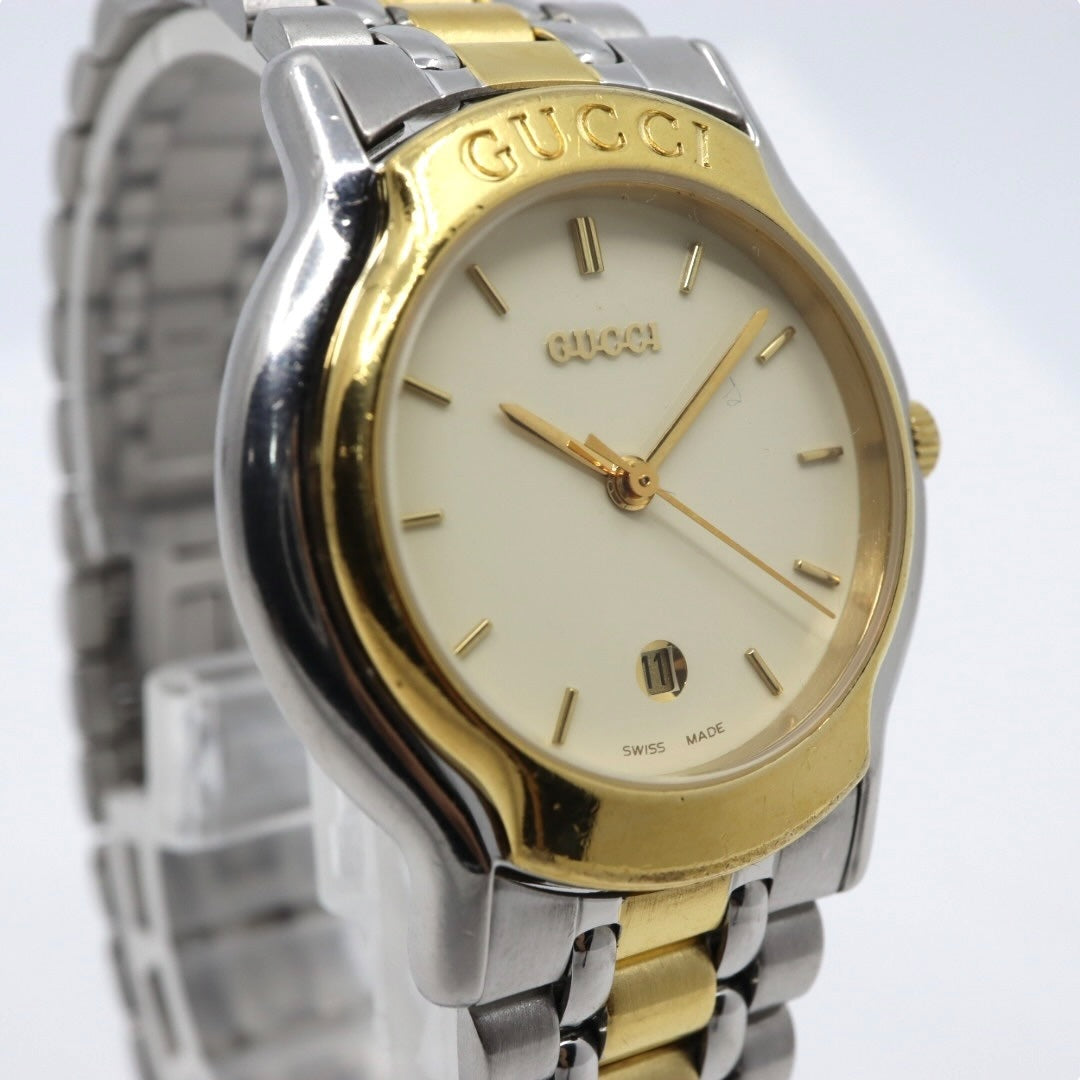 新品電池交換済 クリーニング済 グッチ GUCCI 8000L 腕時計 レディースウォッチ クォーツ コンビ シルバー ゴールド アイボリー文字盤 デイト表示 ステンレススチール クラシック エレガント ヴィンテージ ドレスウォッチ 稼働品 G3