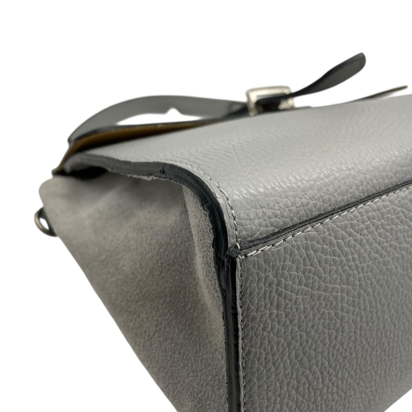 美品 CAMELIA ROMA カメリア 2WAY ハンドバッグ ショルダーバッグ グレー レザー スエード シルバー金具 手提げ 斜め掛け可 エレガント コンパクト レディース Q