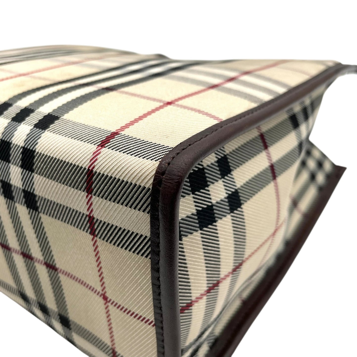 バーバリー BURBERRY トートバッグ ハンドバッグ ノバチェック ベージュ ブラウン 茶色 キャンバス レザー