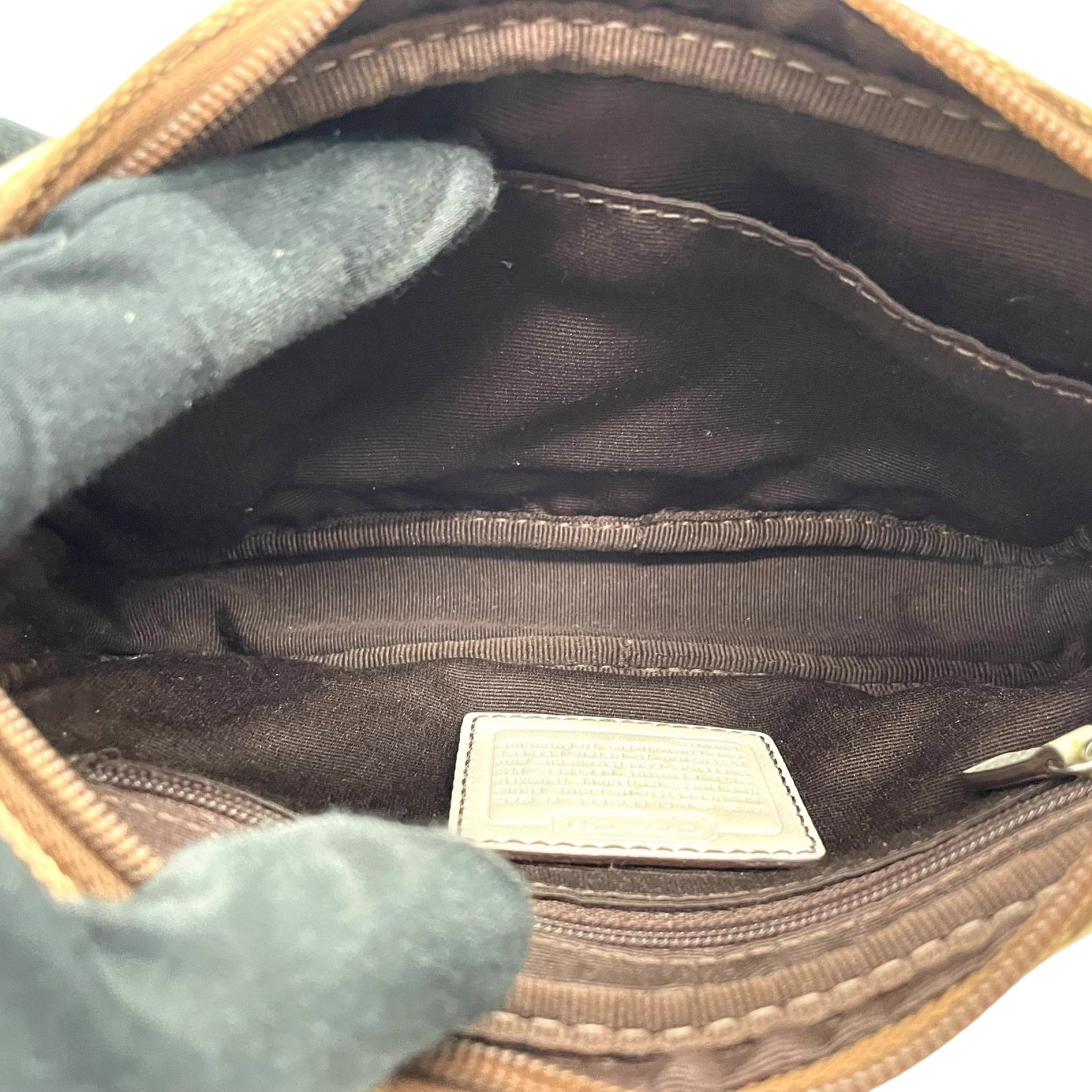 コーチ COACH ポシェット ショルダーバッグ ウエストバッグ シグネチャー柄 ベージュ 白 ホワイト レザー キャンバス ミニバッグ U8