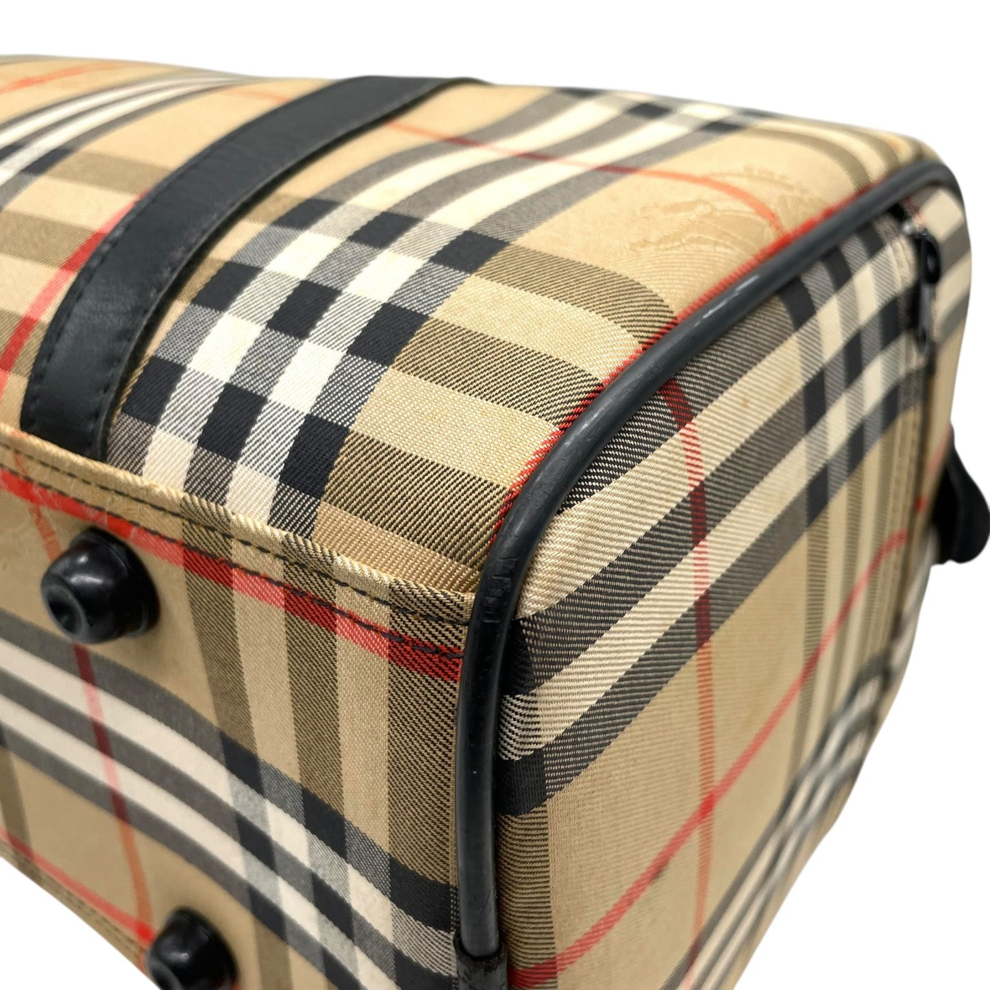 バーバリーズ Burberrys ボストンバッグ ハンドバッグ ノバチェック シャドーホース ベージュ 黒 ブラック キャンバス レザー 大容量 旅行バッグ C