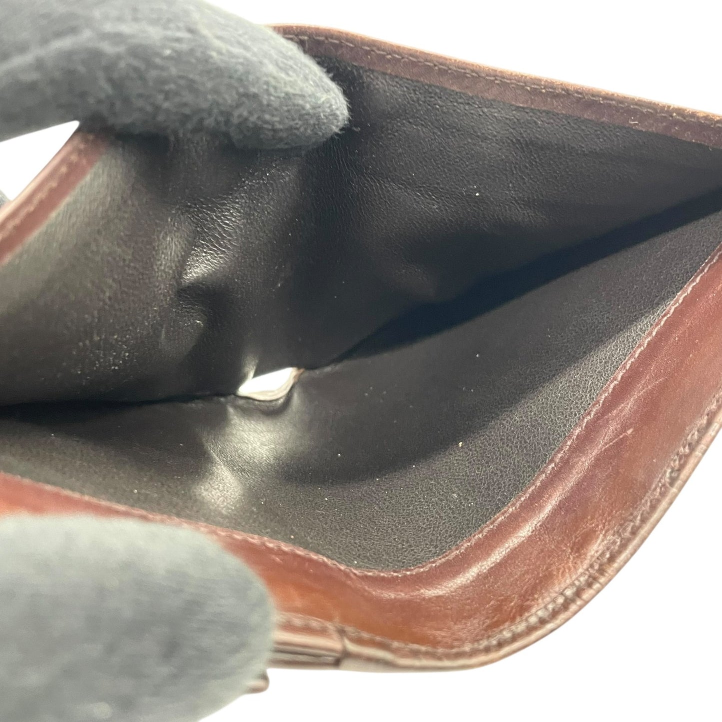 GUCCI グッチ グッチシマ 二つ折り財布 コンパクトウォレット GG柄 型押し レザー ブラウン ゴールド金具 プレートロゴ ヴィンテージ レディース M2