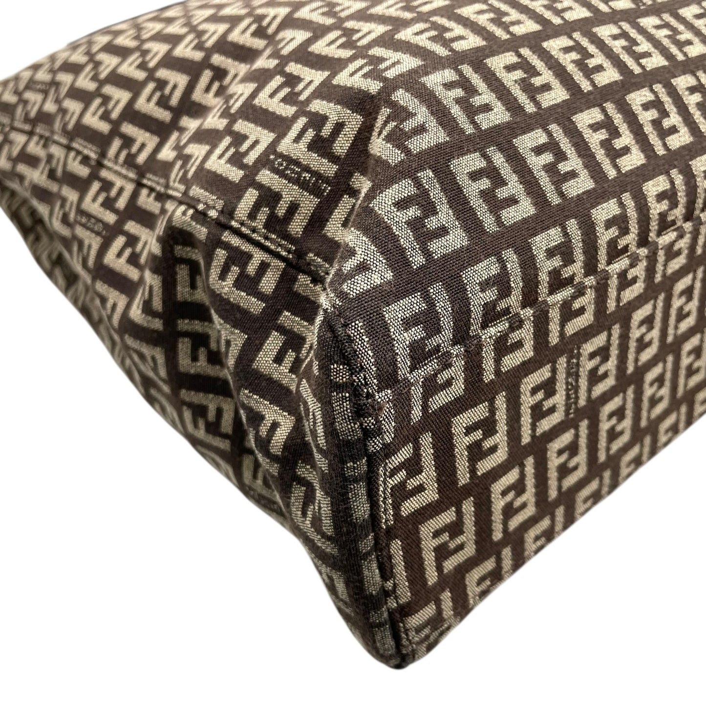 美品 フェンディ Fendi ズッキーノ トートバッグ ショルダーバッグ 大容量 FFロゴ キャンバス ブラウン レザーハンドル ビンテージ 通勤 通学 2000s