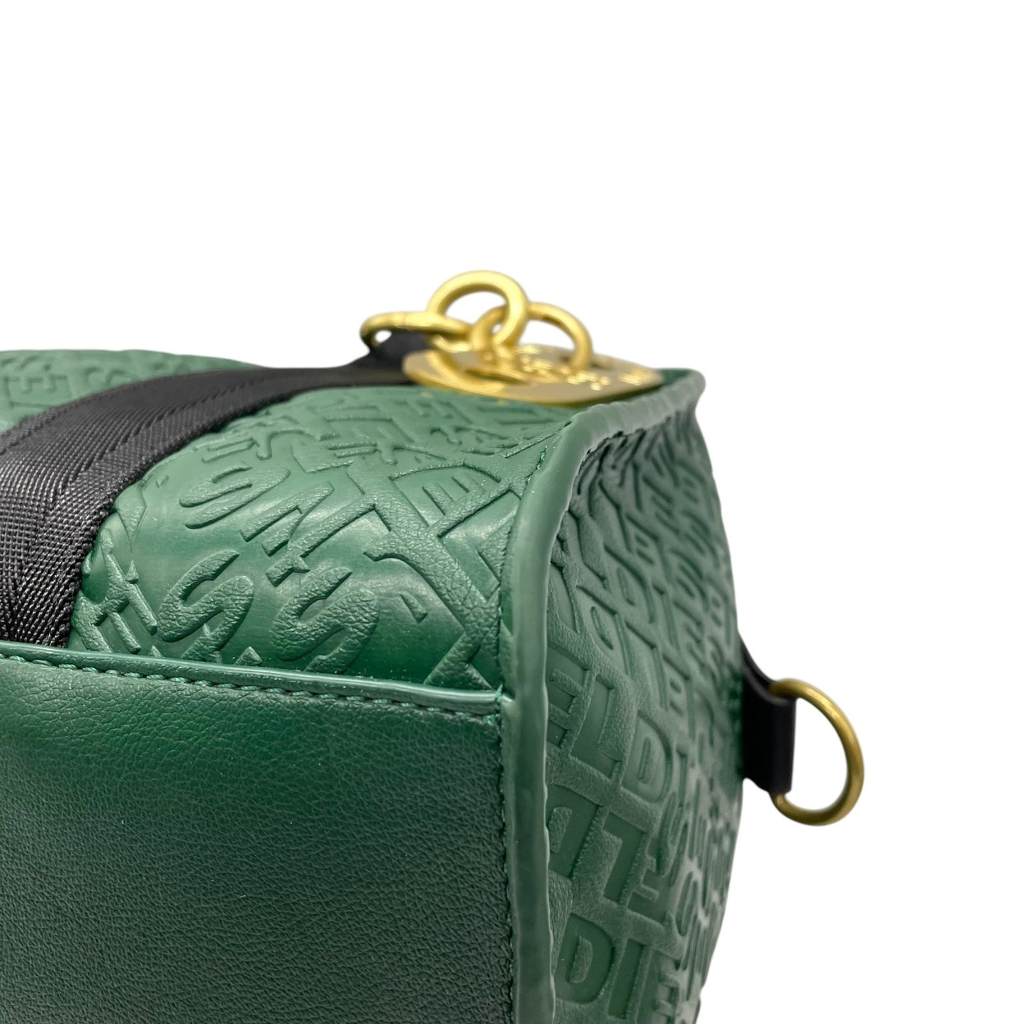 美品 DIESEL ディーゼル エンボス モノグラム ハンドバッグ 2WAY ショルダー ミニボストン 総柄 レザー 本革 グリーン 緑 2WAY ボストンバッグ ショルダーバッグ ゴールド金具 ユニセックス ファスナー開閉 Y2K label C