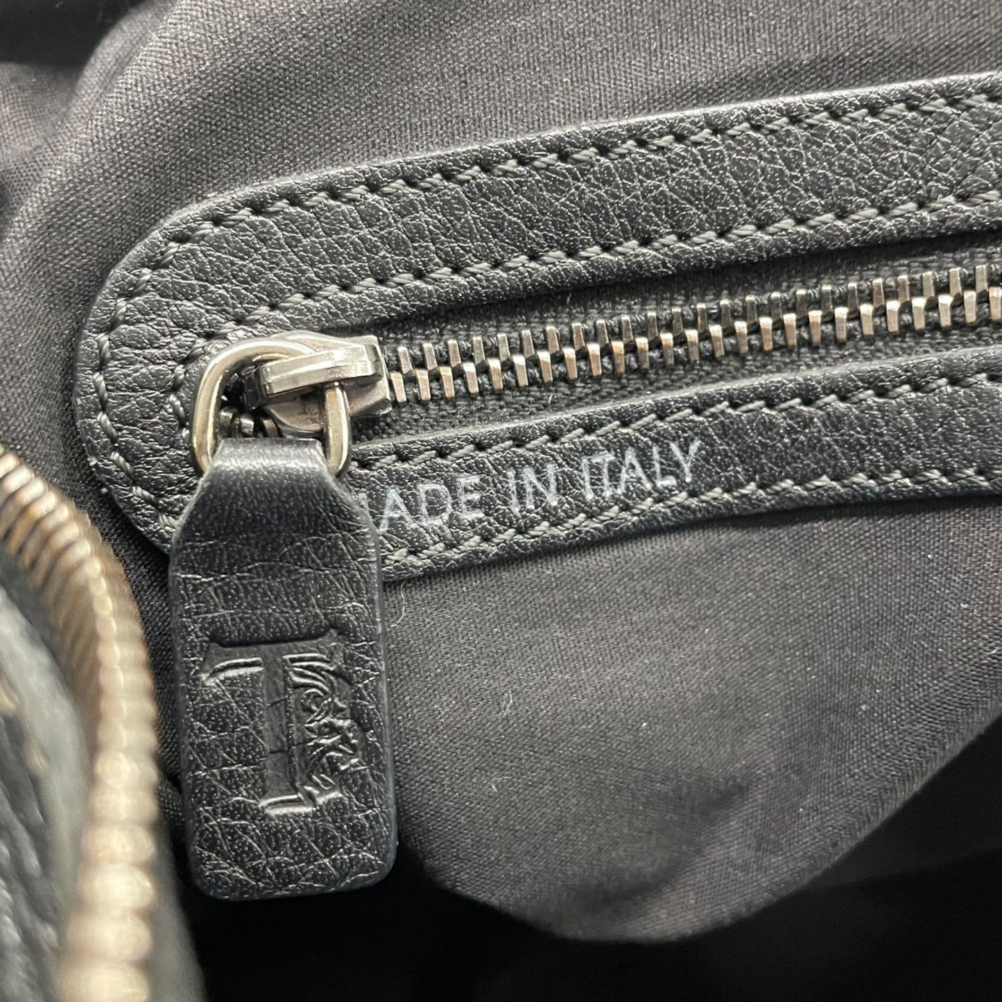 Authentic TOD'S Boston Handbag Leather Black Silver Hardware Padlock Women's