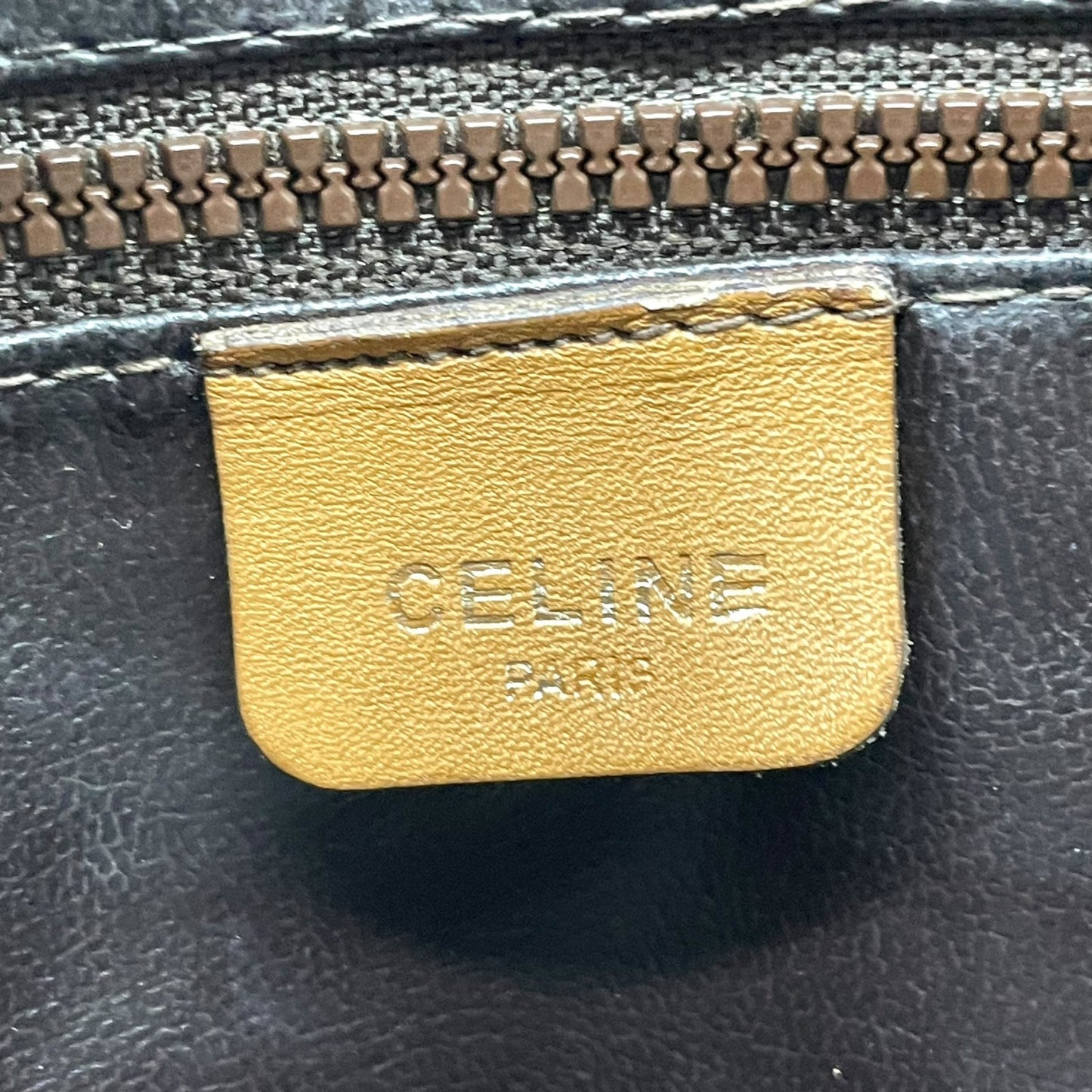 Authentic CELINE Vintage Macadam Handbag Leather PVC Beige Brown Gold Hardware Tote Bag Women's