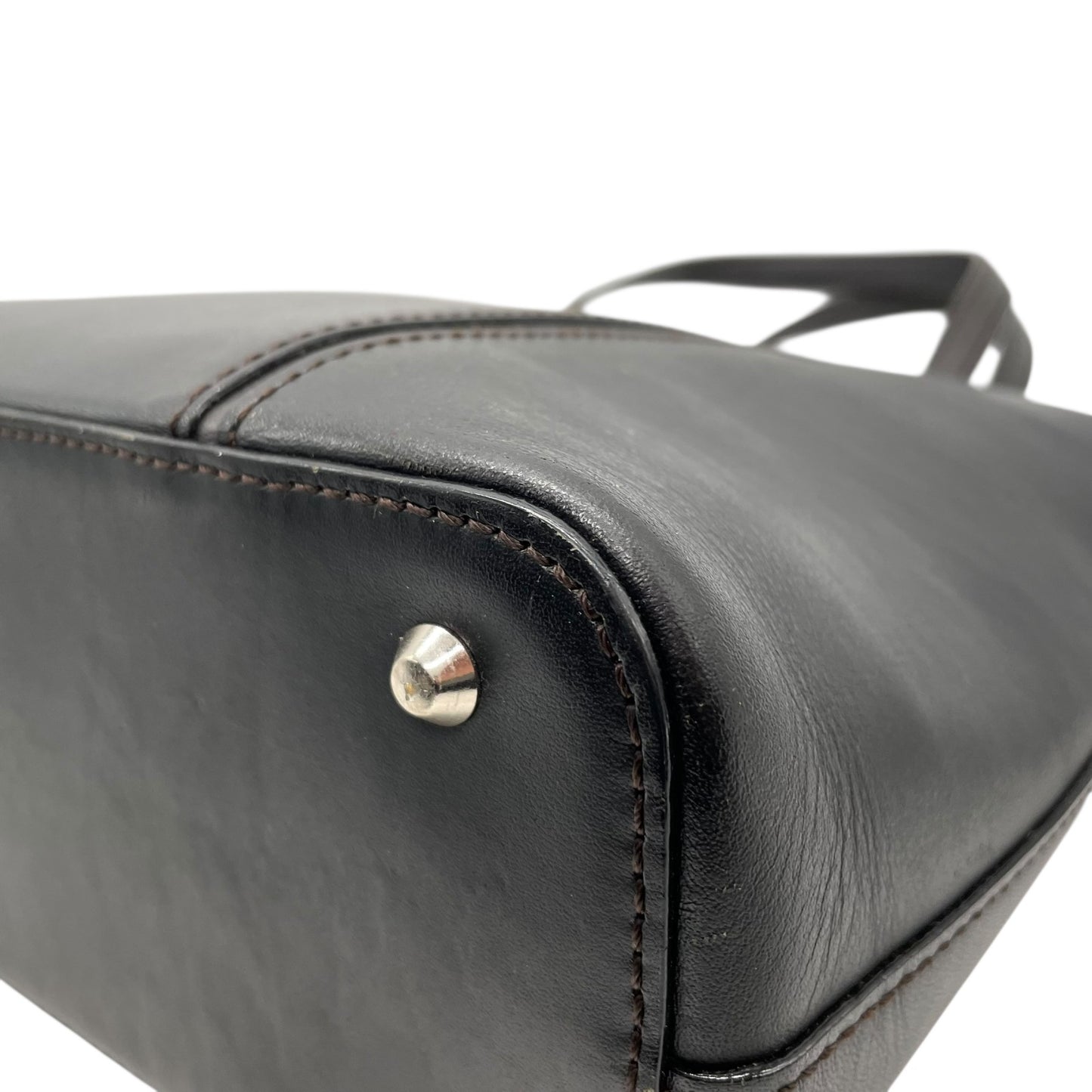 Authentic BURBERRY Handbag Leather Black Silver Hardware Logo Nova Check Women's