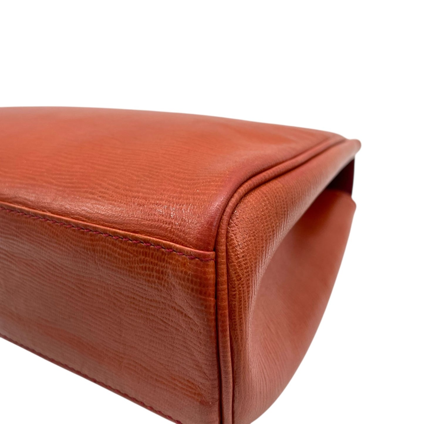 Excellent Authentic Gianni Versace 2WAY Handbag Shoulder Bag Leather Brown Orange Gold Hardware Crossbody Ladies