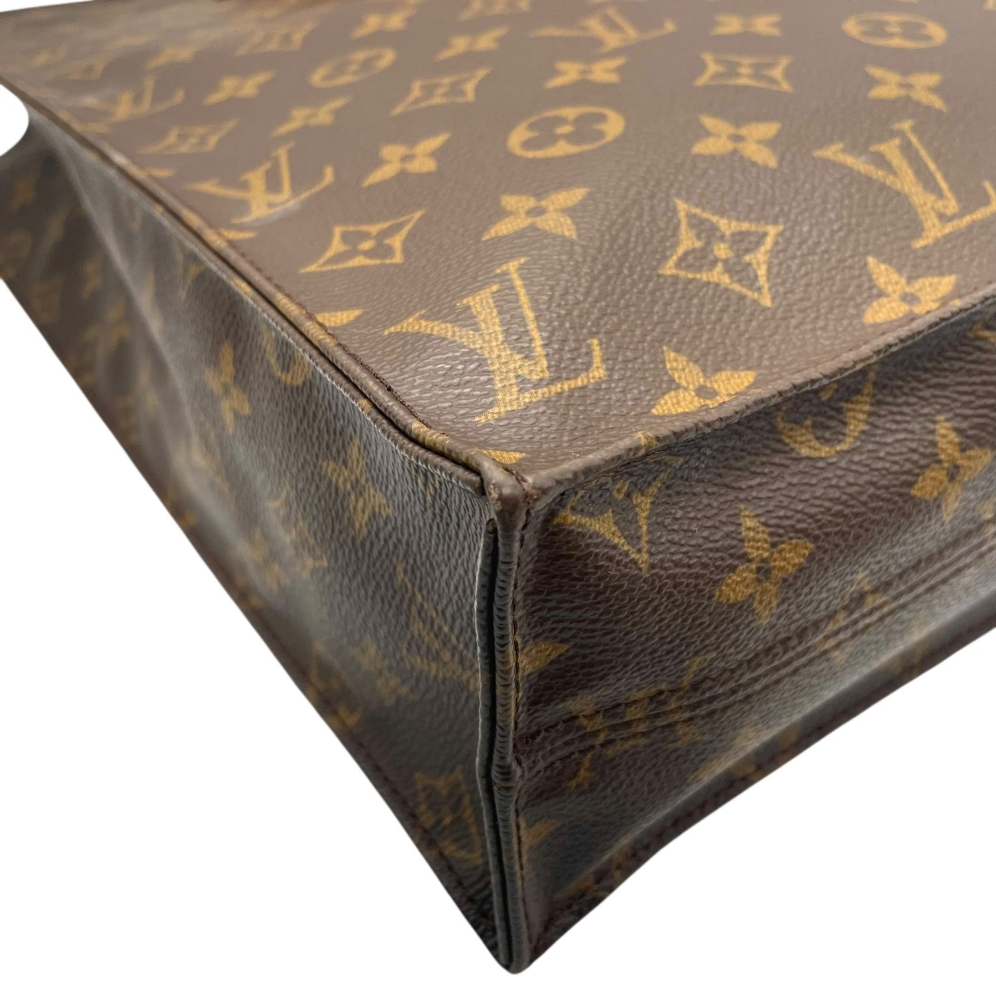 LOUIS VUITTON ルイヴィトン モノグラム サックプラ トートバッグ ハンドバッグ ショッピングバッグ M51140 茶 ブラウン ゴールド金具 PVC レザー 手提げ メンズ レディース E