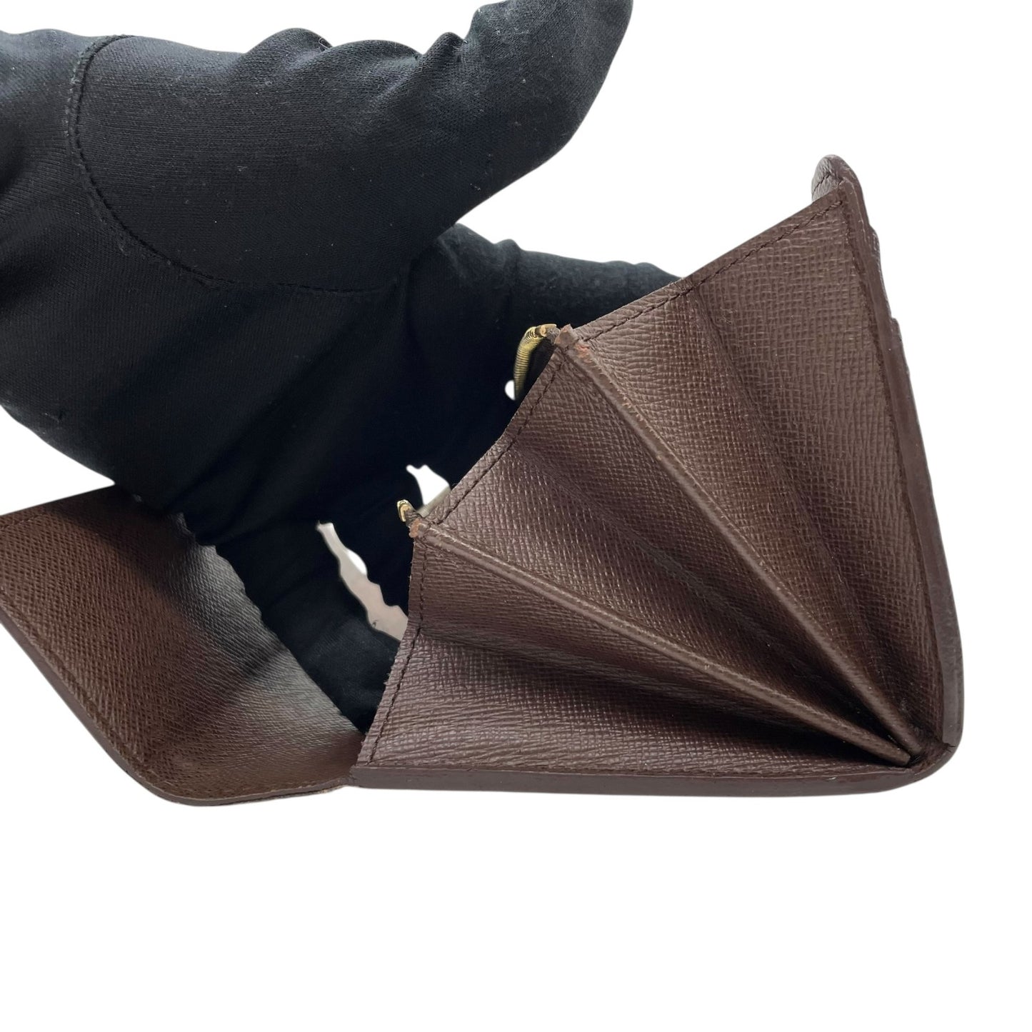 美品 LOUIS VUITTON ルイヴィトン 長財布 ダミエ ポルトフォイユサラ N61734 茶 ブラウン PVC レザー ゴールド金具 メンズ レディース H1