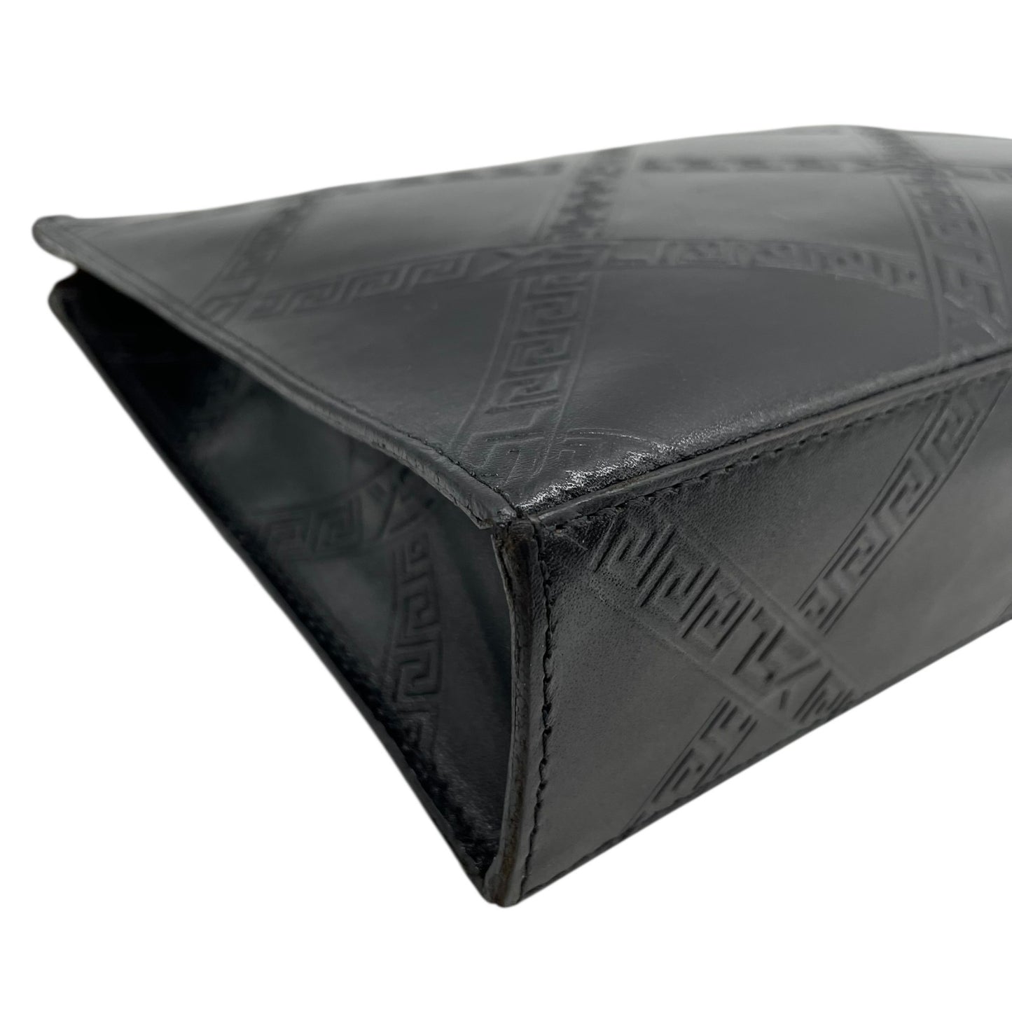 YVES SAINT LAURENT イヴサンローラン クラッチバッグ 黒 ブラック レザー ゴールド金具 ロゴ型押し ファスナー開閉 セカンドバッグ メンズ ヴィンテージ S97