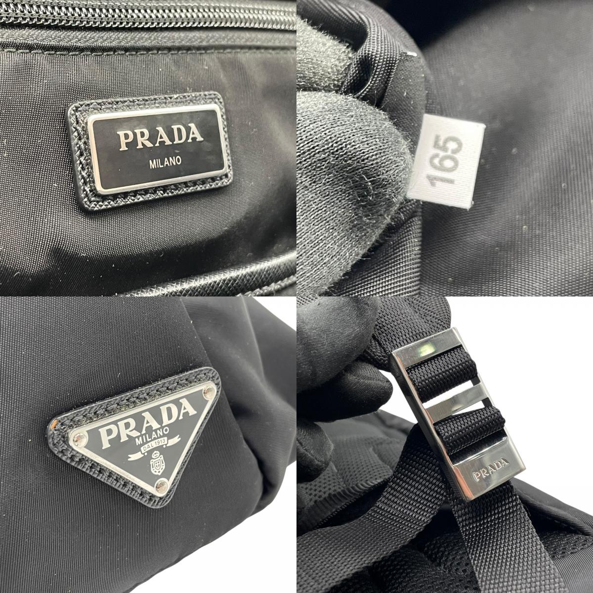 美品 PRADA プラダ リュックサック バッグパック リナイロン トライアングルロゴ 2VZ028 黒 NERO ブラック シルバー金具 メンズ C
