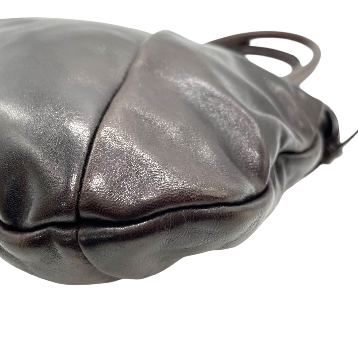 美品 Salvatore Ferragamo フェラガモ ガンチーニ ハンドバッグ レザー 茶 ダークブラウン マリッサ シルバー金具 クロシェット レディース 手提げ K6