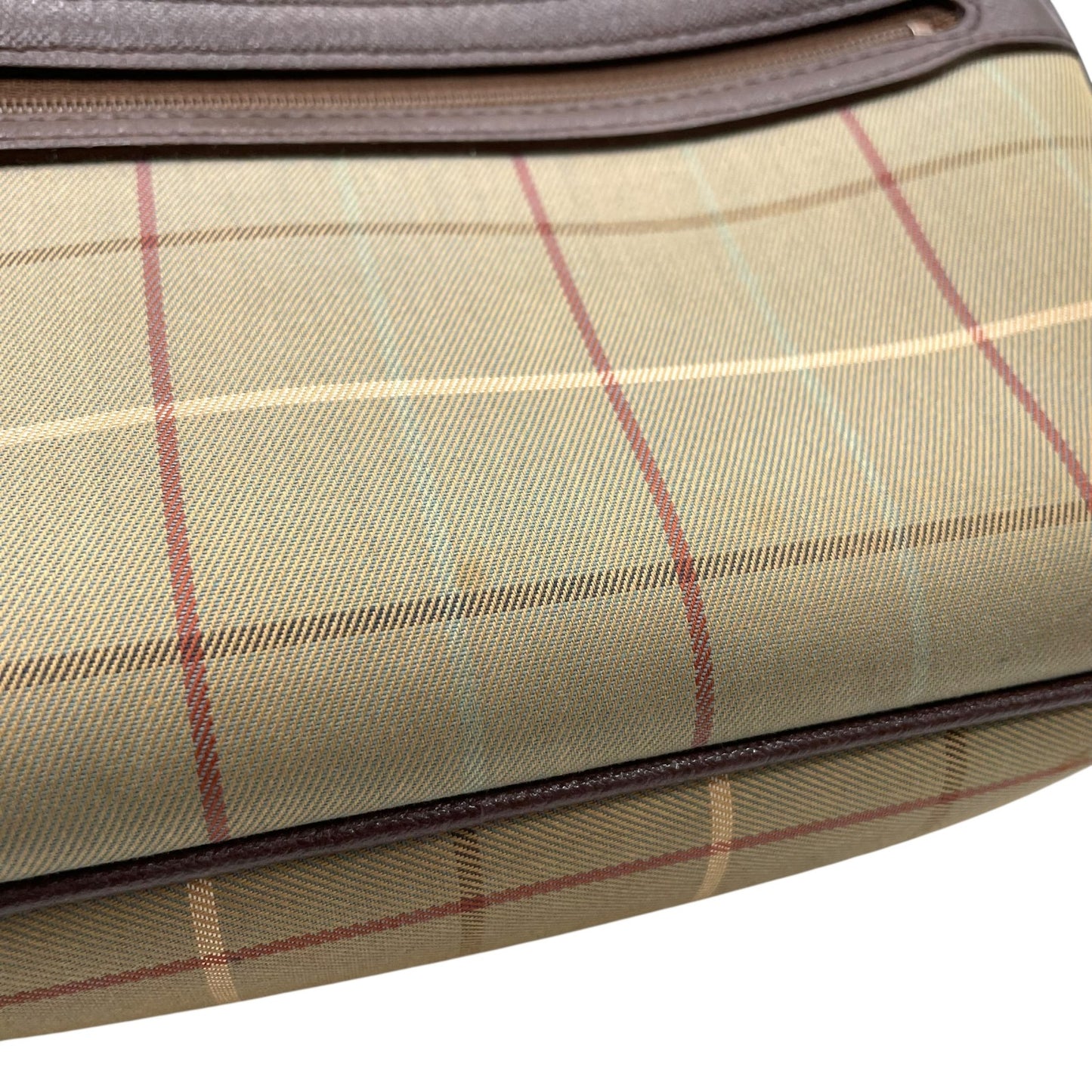 美品 Burberry バーバリー クラッチバッグ セカンドバッグ ポーチ カーキ ブラウン キャンバス レザー チェック ホースロゴ メンズ レディース ヴィンテージ S97