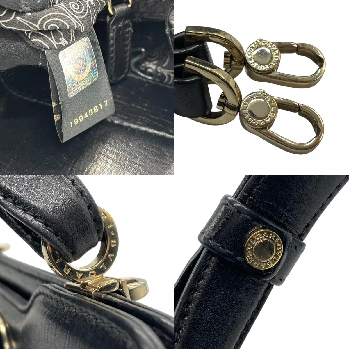 BVLGARI ブルガリ ショルダーバッグ イザベラロッセリーニ ブラック レザー 本革 ターンロック 2WAY ハンドバッグ レディース 黒 K11