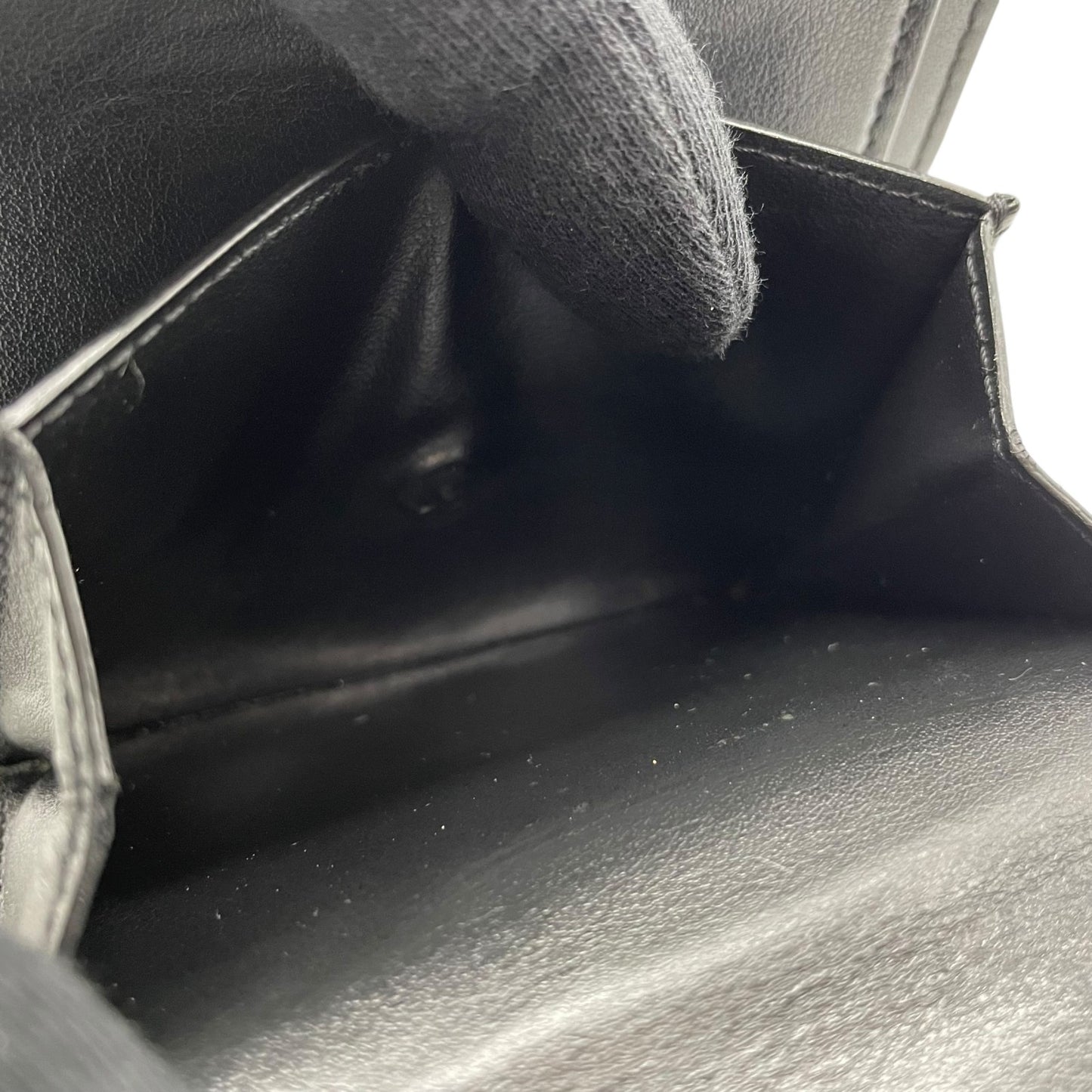 Authentic CELINE Triomphe Compact Wallet Black Leather Gold Hardware with Box