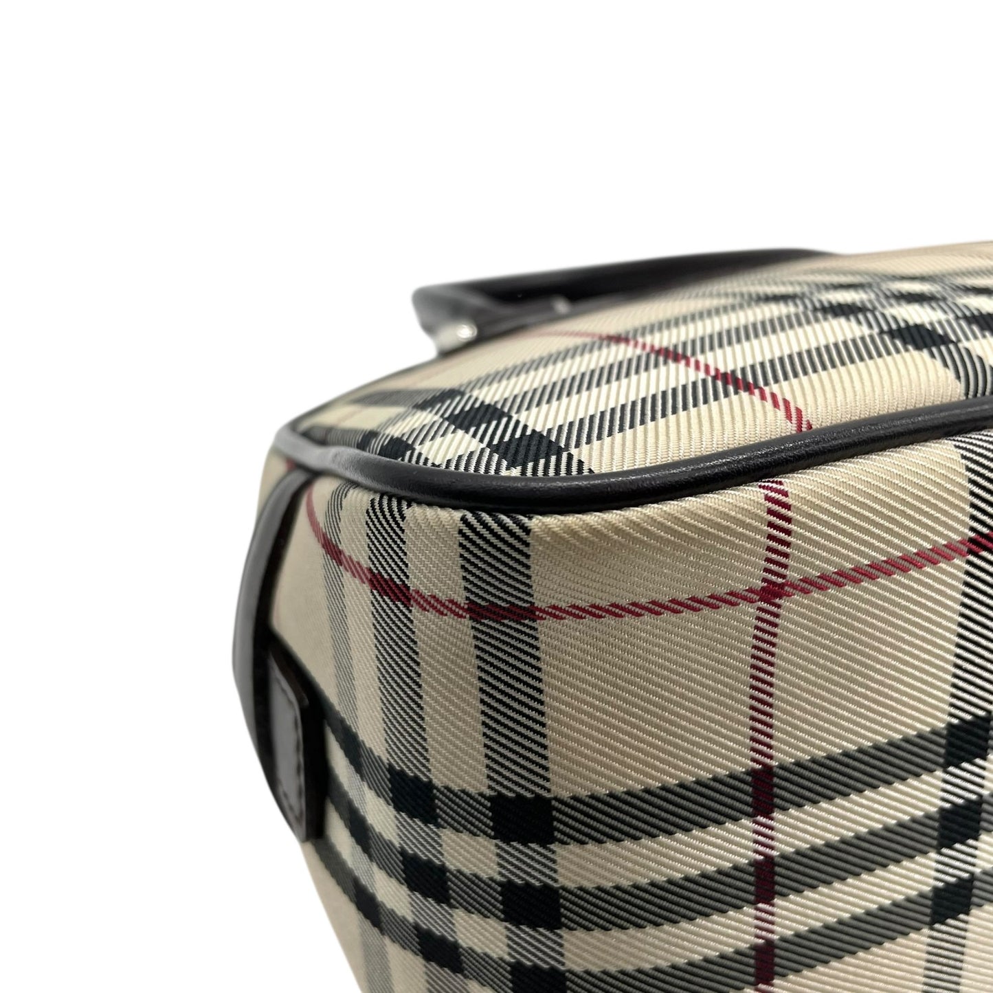 美品 BURBERRY バーバリー ノバチェック柄 ハンドバッグ ミニボストンバッグ ベージュ キャンバス×ブラウンレザー メンズ レディース ボーイズ ガールズ 旅行 ビジネス K10