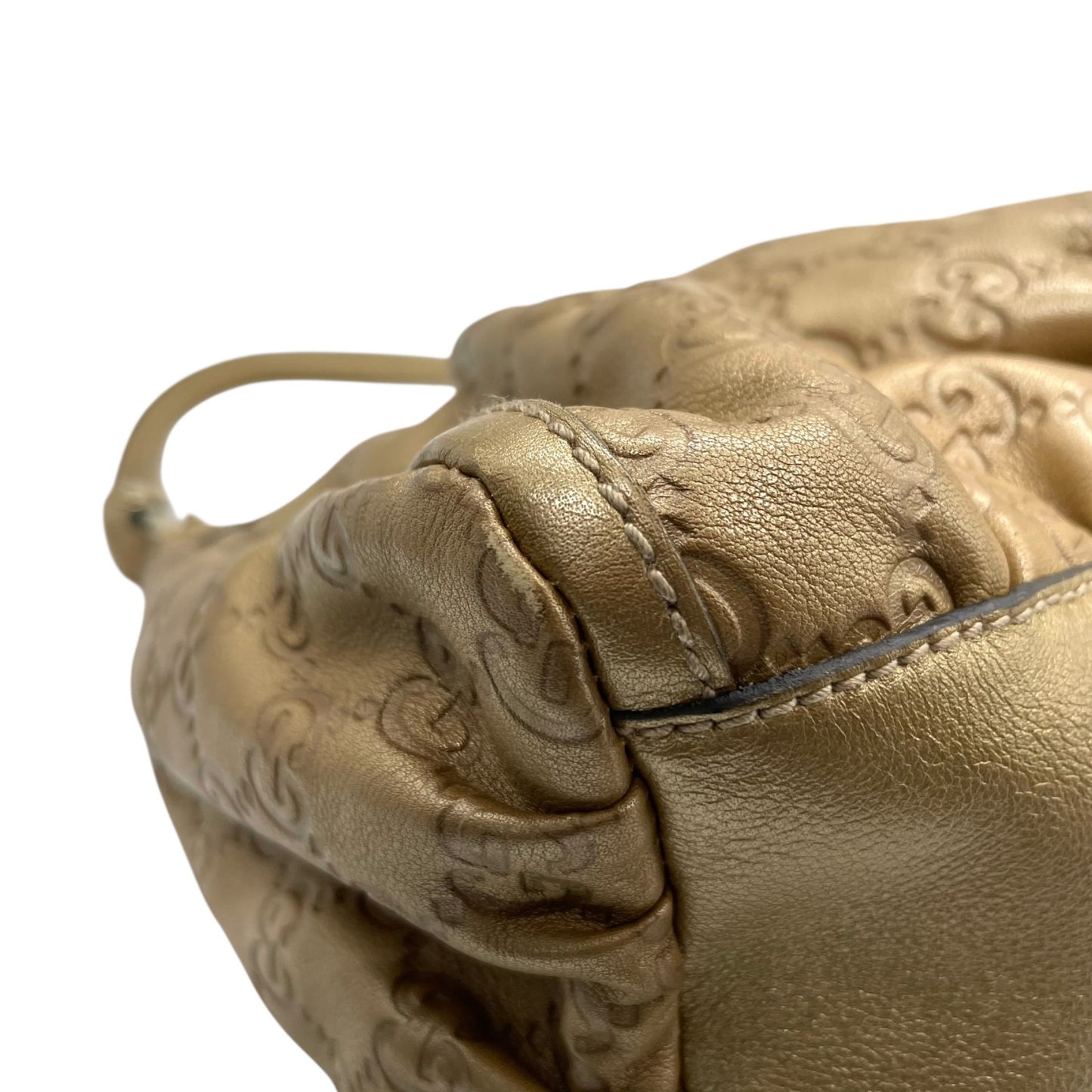 GUCCI グッチ ワンショルダー バッグ グッチシマ Dリング 190525 ゴールド レザー GG柄 エンボス 高級 本革 ブランド 鞄 ハンドバッグ レディース メンズ ユニセックス 肩掛け ワンハンドル ラグジュアリー 正規品 D5 バック