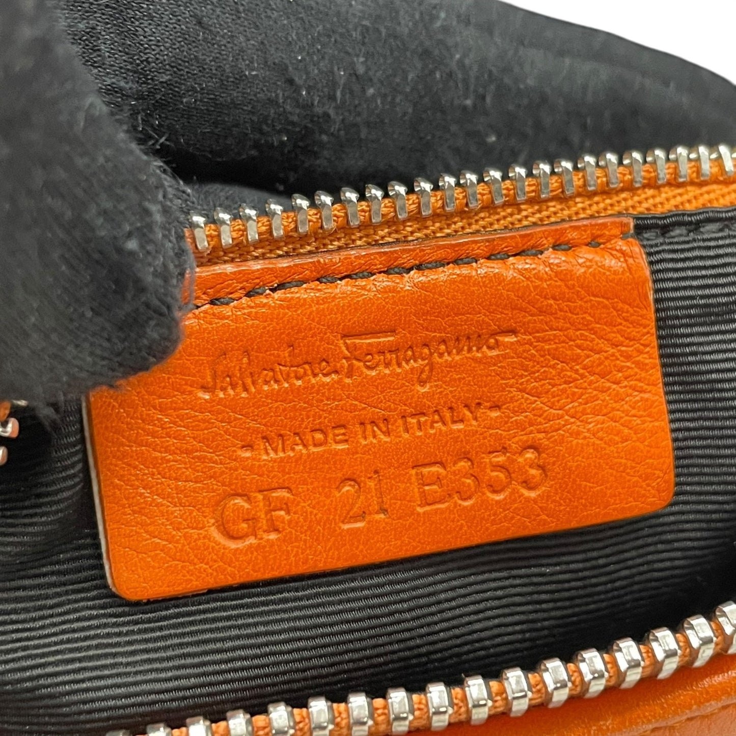 美品 Salvatore Ferragamo フェラガモ ヴァラリボン ハンドバッグ オレンジ レザー シルバー金具 レディース ヴィンテージ A