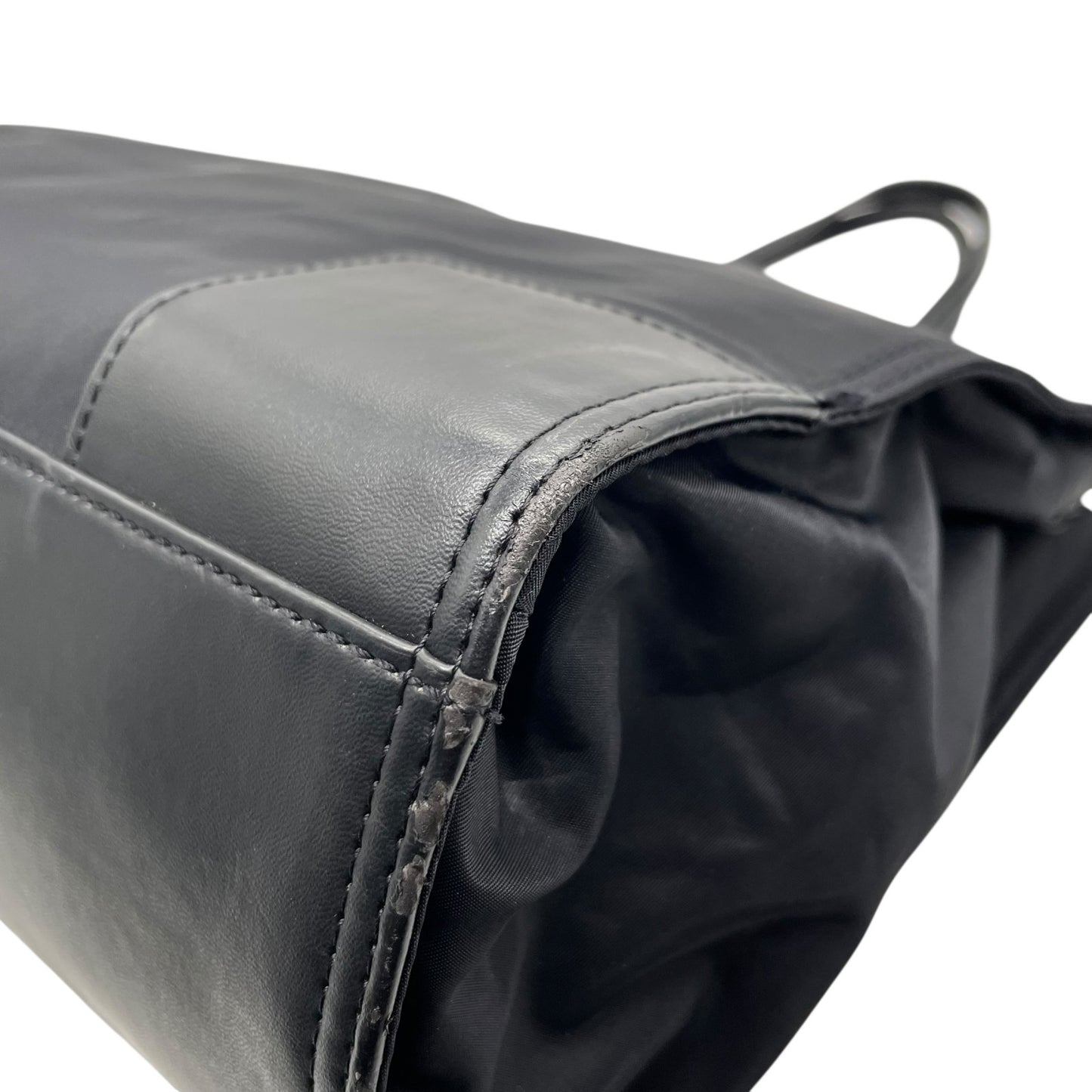 美品 TORY BURCH トリーバーチ エラ トートバッグ ブラック ナイロン レザー ゴールド金具 ロゴ 肩掛け可 レディース U17