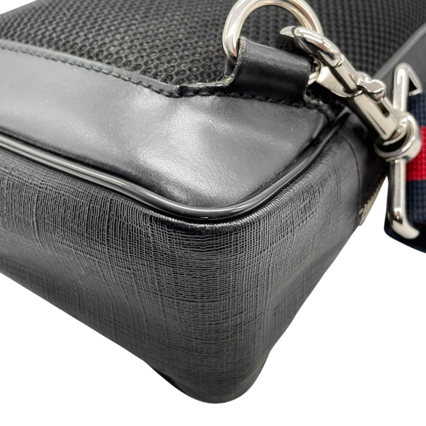 GUCCI グッチ GGスプリーム ボディバッグ ショルダーバッグ ウエストバッグ 黒 ブラック ネイビー PVC レザー GG柄 シルバー金具 478325 メンズ Z1