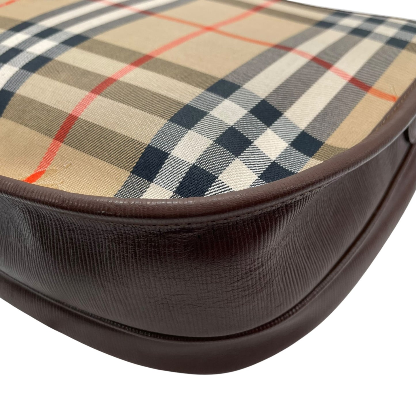 BURBERRY バーバリー ショルダーバッグ ノバチェック シャドーホース ホースロゴ 茶 ブラウン ベージュ キャンバス レザー ゴールド金具 ポシェット 斜め掛け可 ヴィンテージ レディース K13