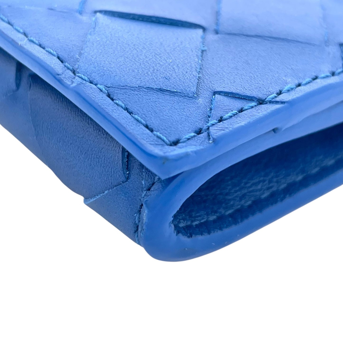 【新品同様】 BOTTEGA VENETA ボッテガヴェネタ マキシイントレチャート コインケース（小銭入れ） レザー ブルー 保存箱付き 正規品 ユニセックス M5