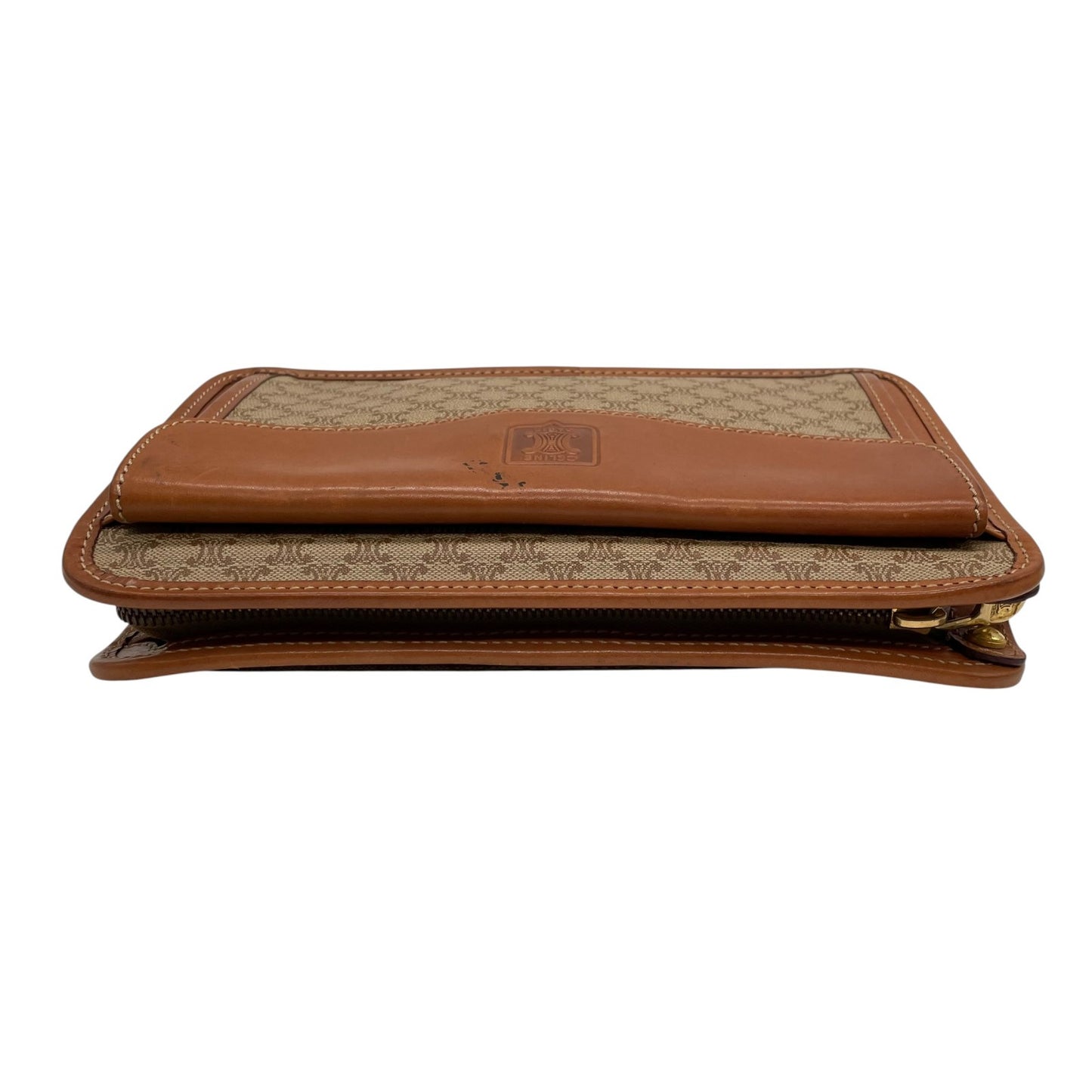 セリーヌ CELINE マカダム柄 クラッチバッグ セカンドバッグ ベージュ ブラウン 茶色 トリオンフロゴ PVC×レザー ヴィンテージ バッグ U9