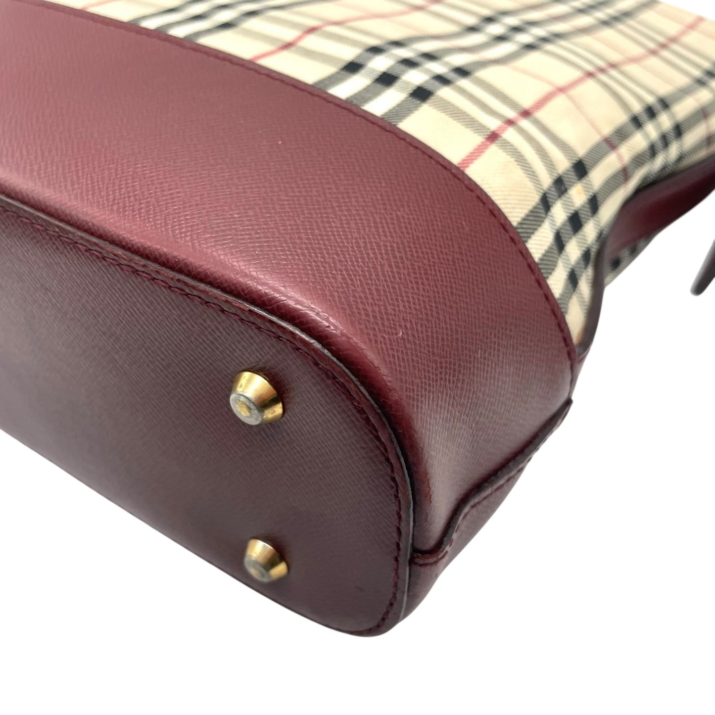 バーバリー Burberry ヴィンテージ ショルダーバッグ ハンドバッグ ノバチェック 赤 ボルドーレザー ワンショルダー C8