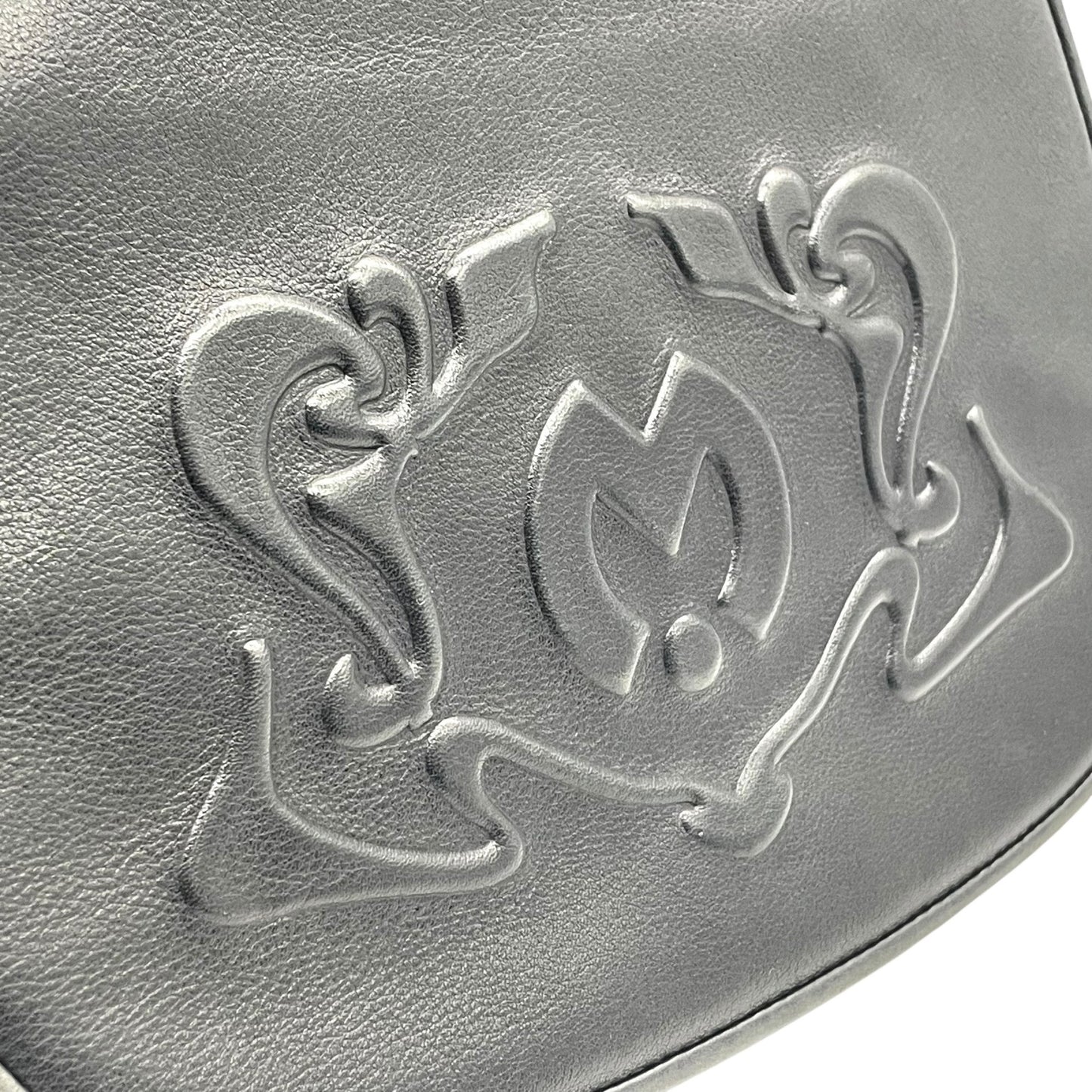 Mila Schn ミラショーン チェーンショルダーバッグ レザー 黒 ブラック 型押しロゴ ヴィンテージ U8