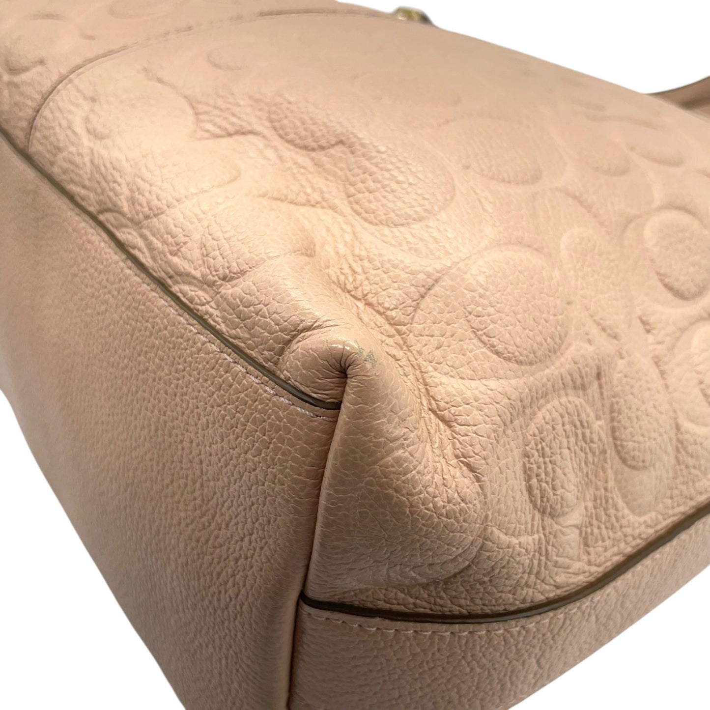 コーチ COACH ショルダーバッグ シグネチャー型押しレザー タッセル付き ベージュ ホーボー トート T3