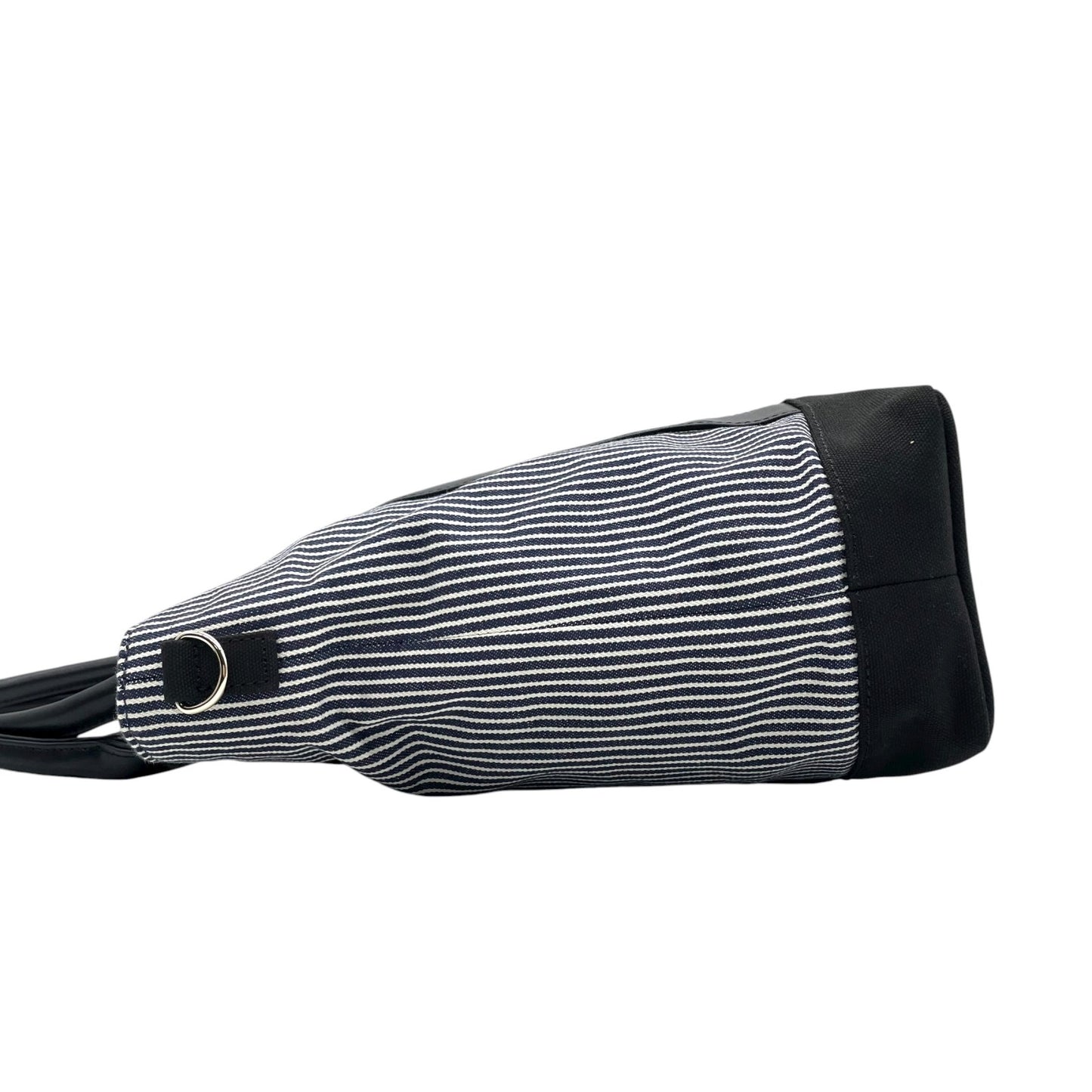 マリークヮント MARY QUANT トートバッグ ストライプ デイジー 花モチーフ ショルダー付き 2WAY 黒 ブラック ホワイト T3