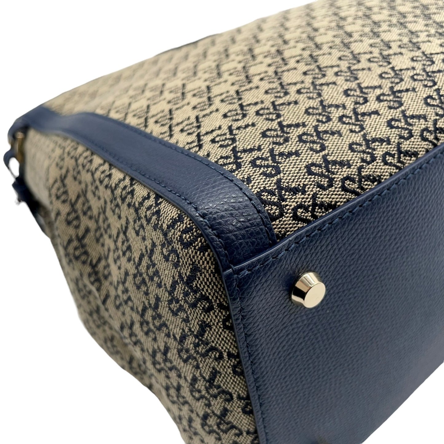 サマンサタバサ Samantha Thavasa トートバッグ ロゴジャガード 紺 ネイビー 肩掛け A4収納可 上品 T2