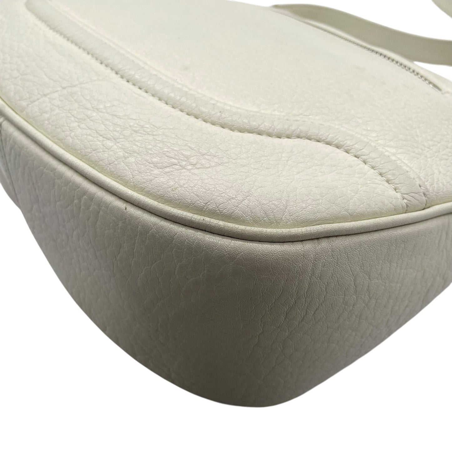 ウンガロ UNGARO レザー ショルダーバッグ ホーボーバッグ 白 ホワイト シルバー金具 レディース S94