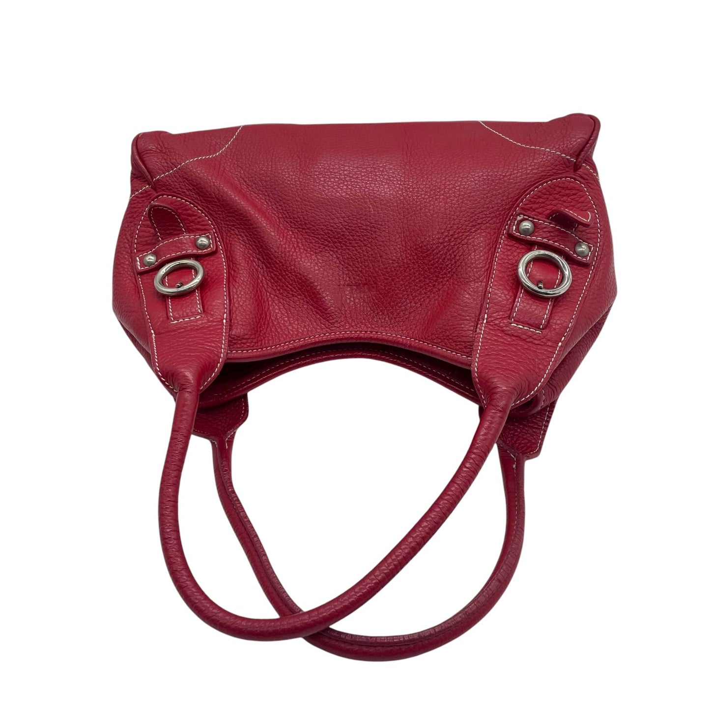 フルラ FURLA レザー ハンドバッグ トートバッグ ショルダー付き 赤 レッド シルバー金具 S93