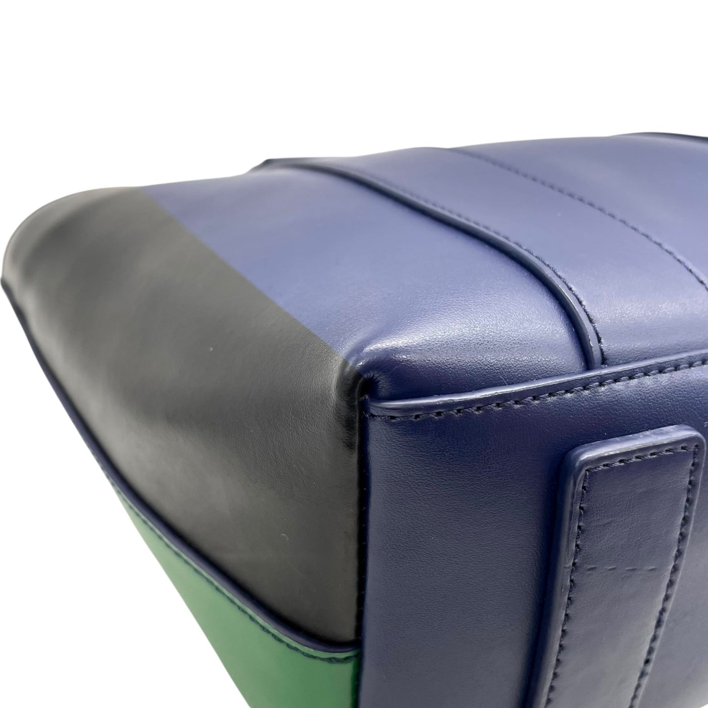 美品 ポールスミス Paul Smith レザー トートバッグ ショルダー 2WAY 紺 ブルー ネイビー 緑 グリーン バイカラー ビジネスバッグ C13