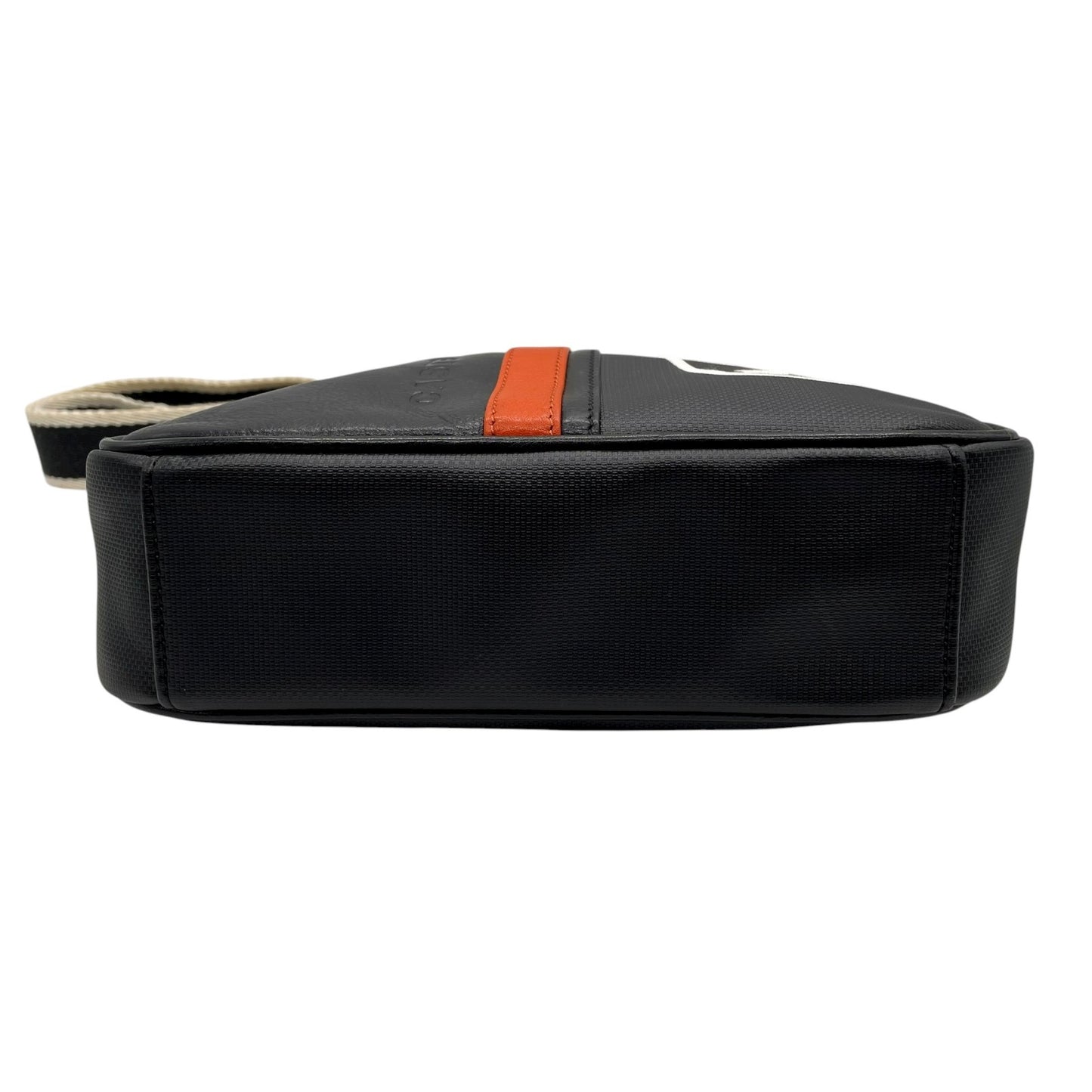 美品 カステルバジャック CASTELBAJAC ショルダーバッグ クロスボディ ロゴ刺繍 レザー ナイロン 黒 ブラック C11